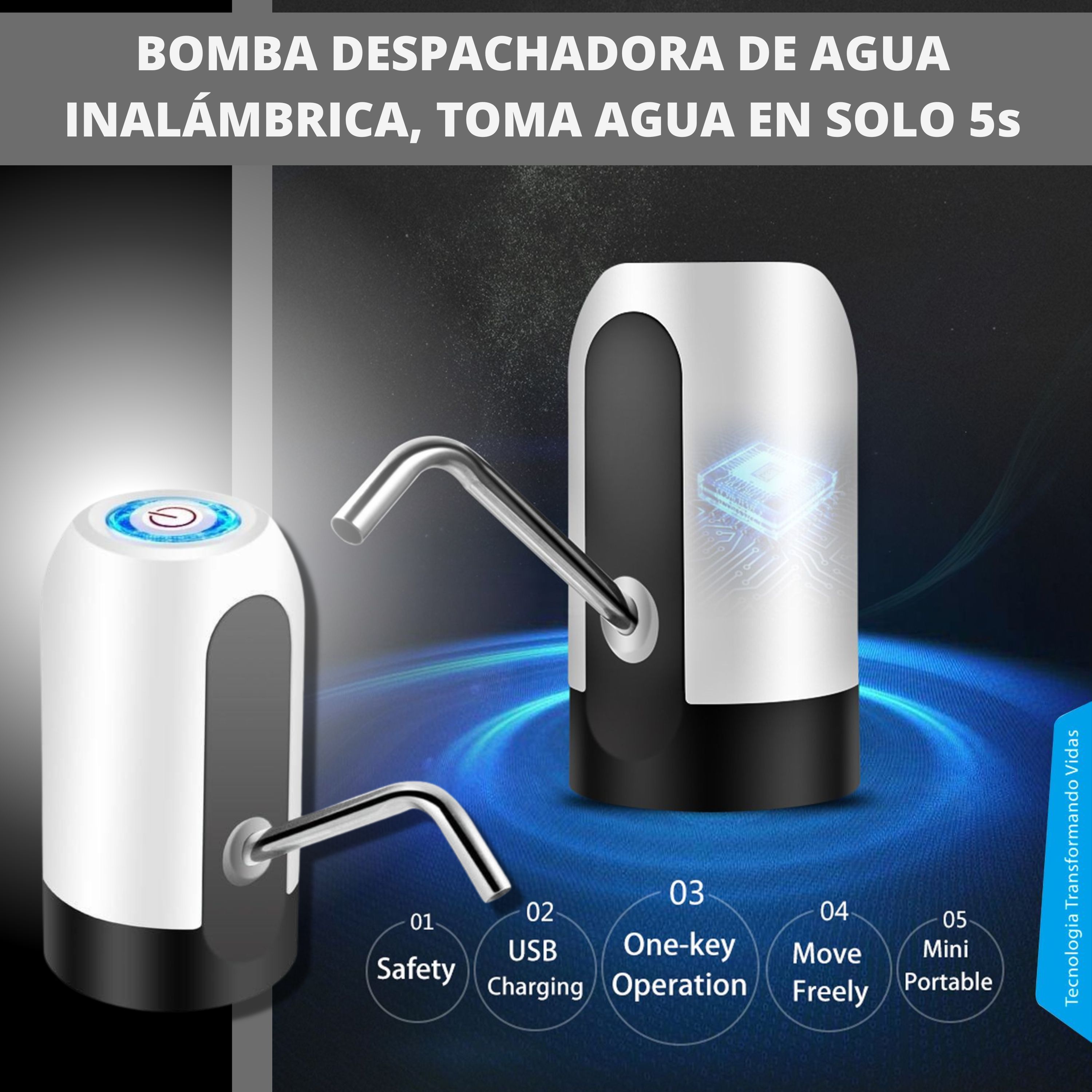 Foto 7 pulgar | Bomba De Agua Recargable Usb Para Garrafones (2pzs) - Suministro Automático Y Saludable - Acero Inoxidable - B