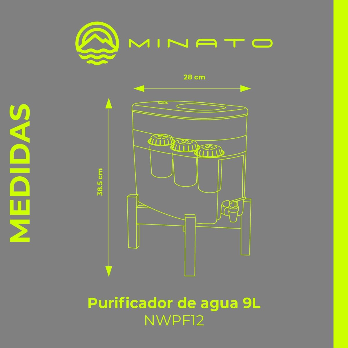 Foto 4 pulgar | Purificador De Agua Minato 9 Litros. Incluye 3 Filtros NWPF12