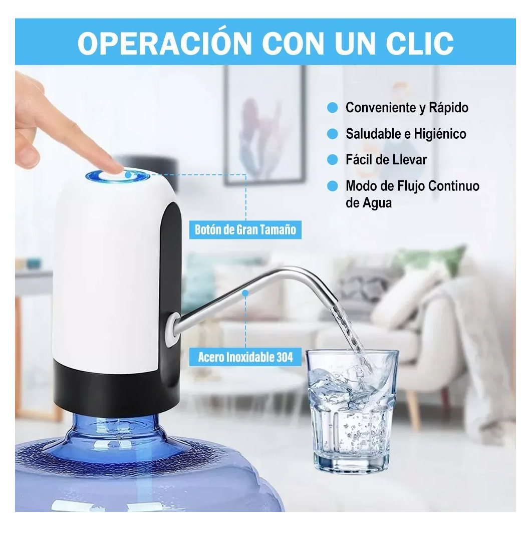 Foto 6 pulgar | Dispensador De Agua Eléctrico Recargable, Usb, Bomba De Agua Blanco