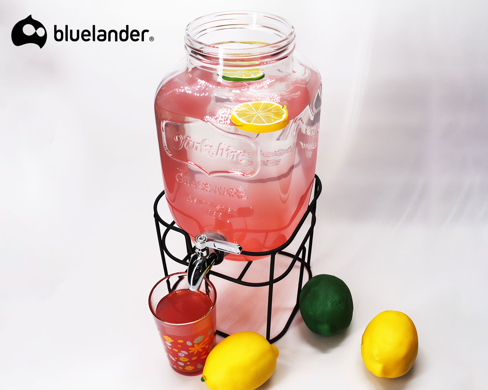 Foto 5 pulgar | Vitrolero De Vidrio Dispensador De Bebidas Con Base Hierro 8 Litros Bluelander