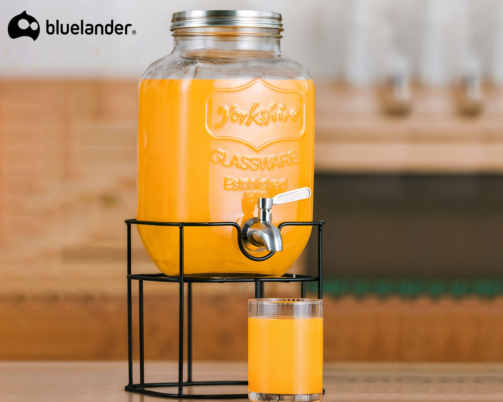Foto 5 | Vitrolero De Vidrio Dispensador De Bebidas Con Base Hierro 8 Litros Bluelander