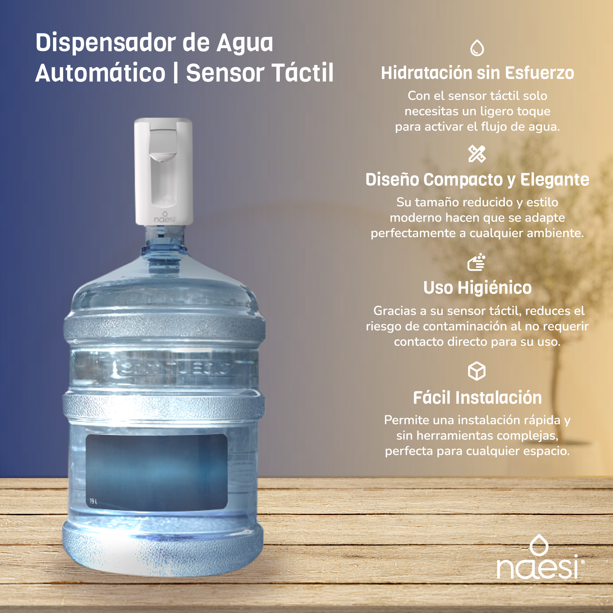 Foto 4 pulgar | Dispensador De Agua Sin Contacto Y Eficaz Hasta 800ml Naesi An408 Blanco