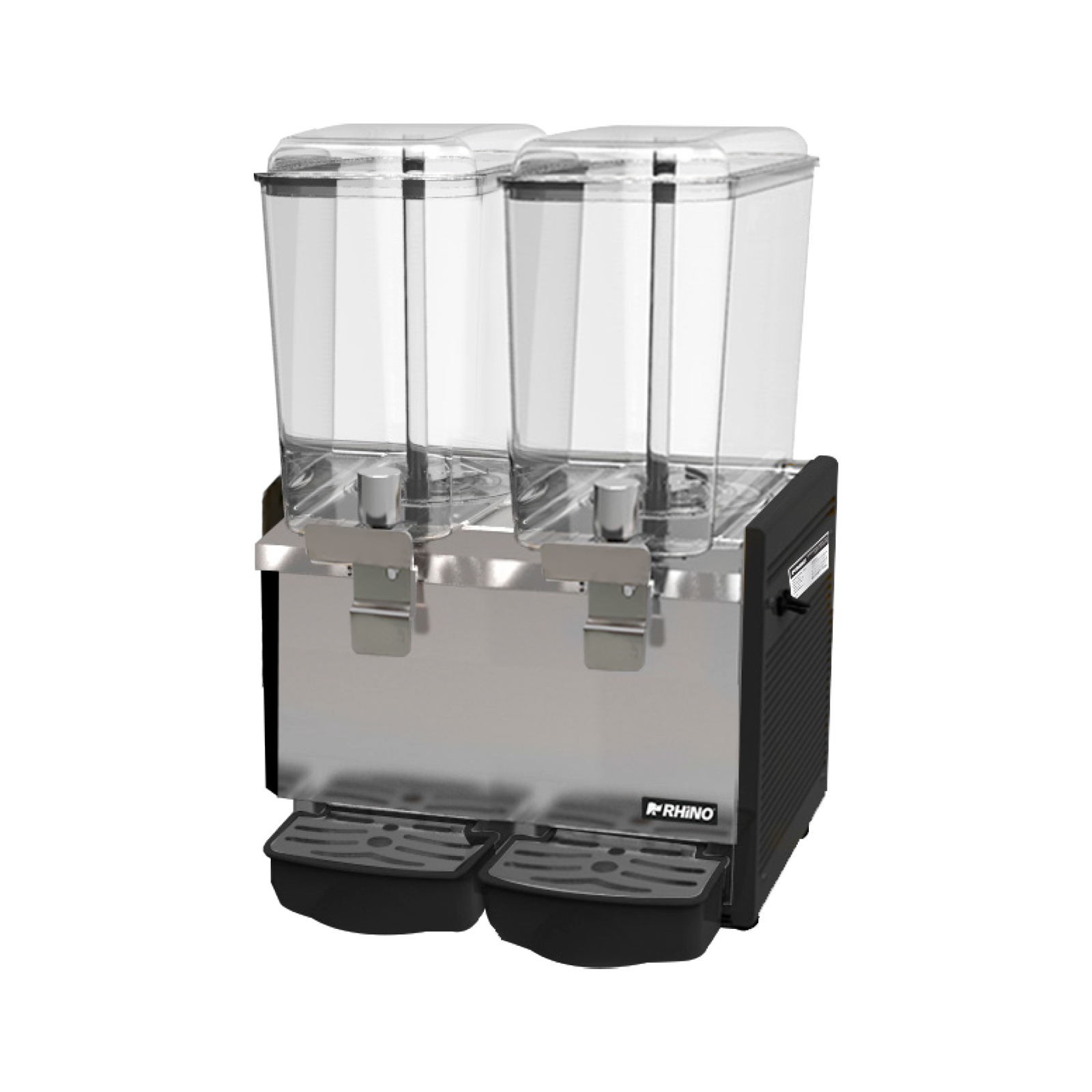 Dispensador De Bebidas Frías Rhino Disbef-2t Policarbonato 2 Tanques 18 L, Acero Inoxidable, Agitación Fuente,