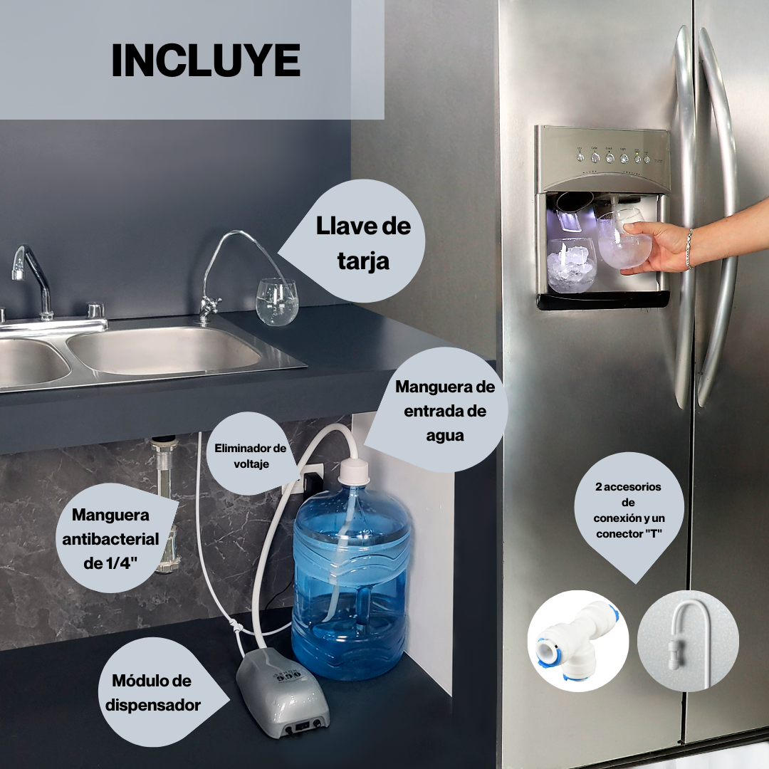 Foto 4 pulgar | Bomba Dispensadora 2 En 1 De Agua Y Hielo Eléctrica Refrigerador Dúplex Con Llave De Tarja