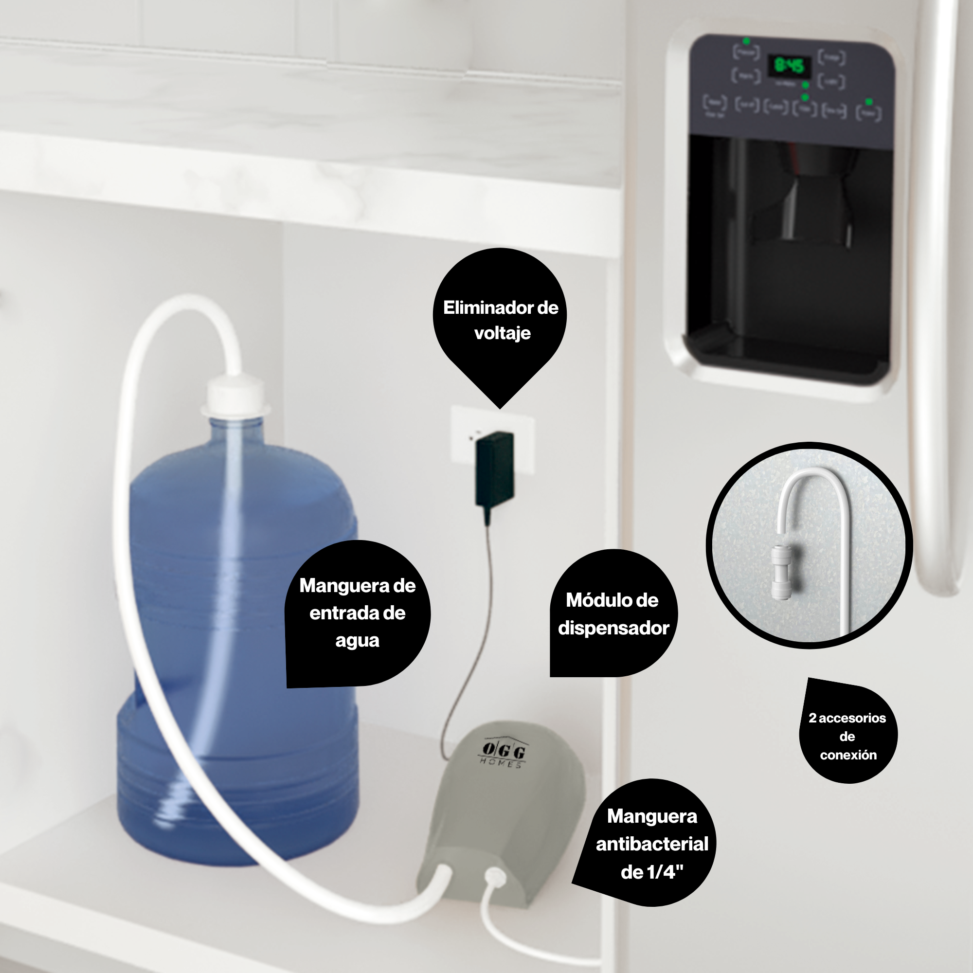 Foto 4 pulgar | Bomba Dispensadora De Agua Y Hielo Eléctrica Refrigerador Dúplex