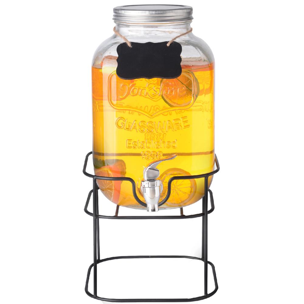 Dispensador Bebidas 5 Litros Mason Jar Vitrolero Con Base