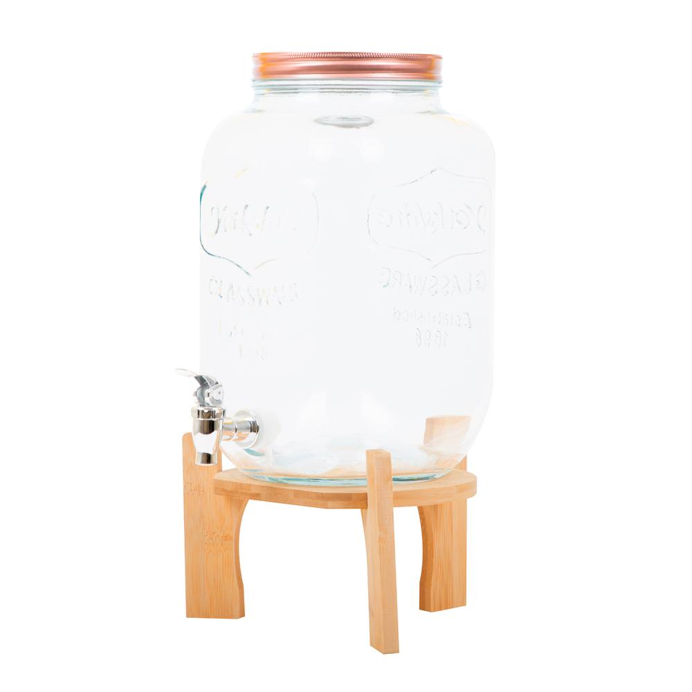 Foto 4 pulgar | Dispensador Bebidas 8l Mason Jar Vitrolero Con Base Bambú