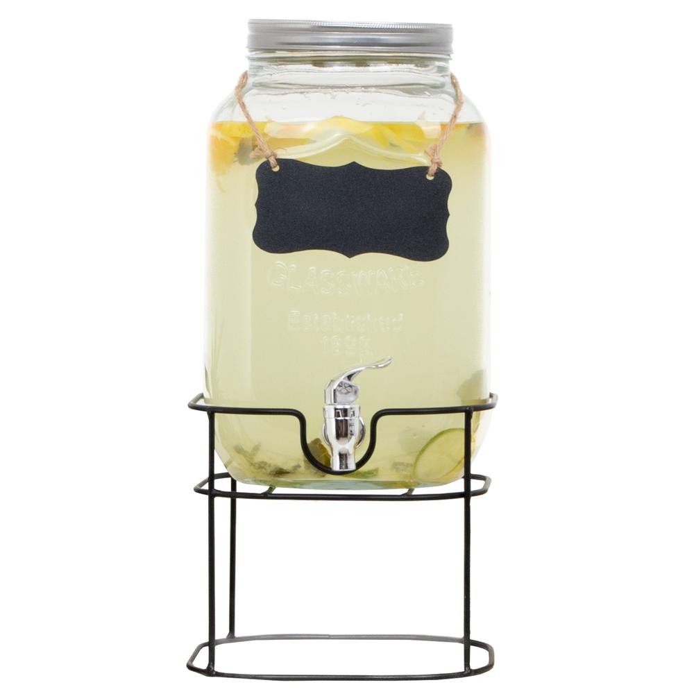 Dispensador Bebidas 8l Mason Jar Vitrolero Con Base Metal