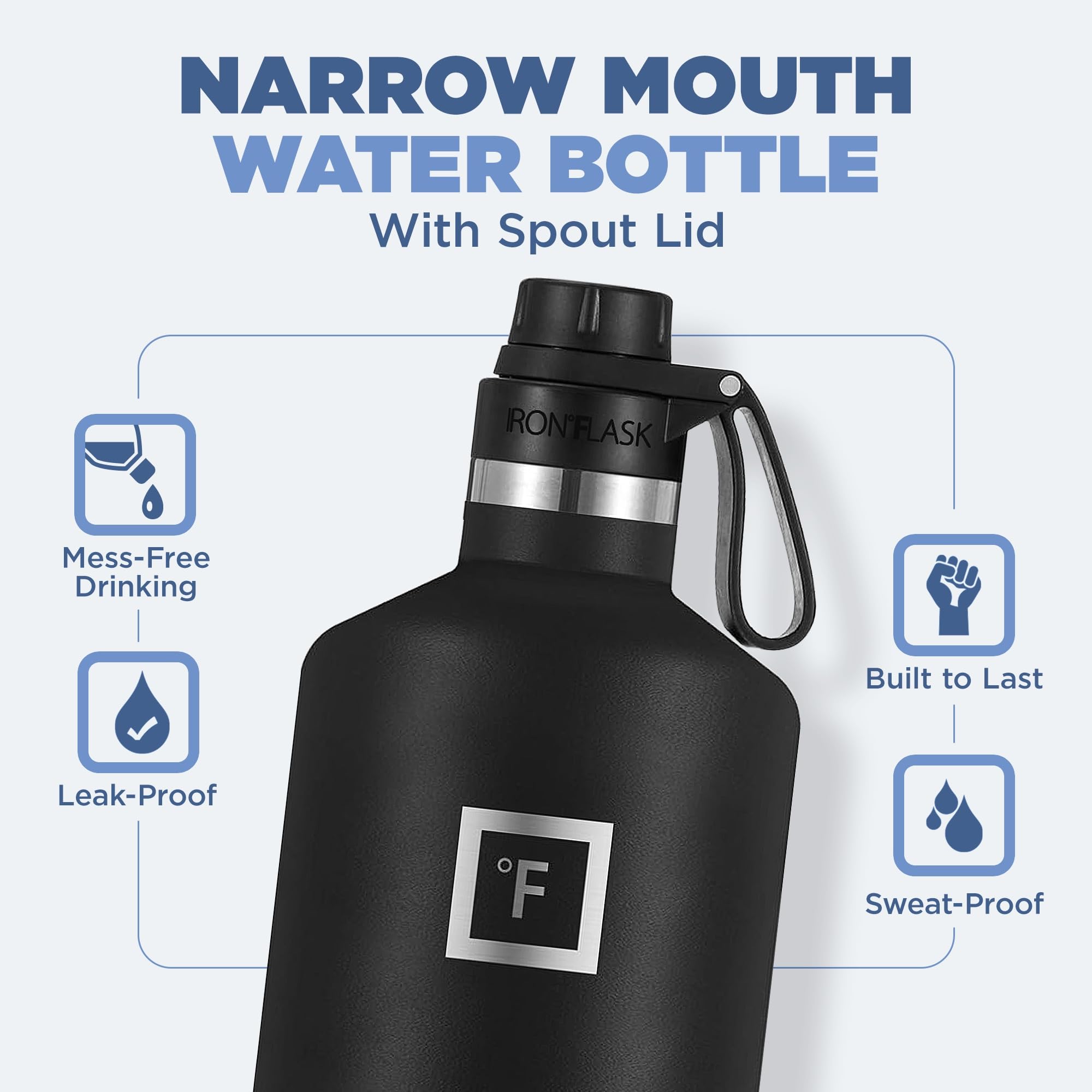 Foto 3 pulgar | Botella De Agua Iron °flask Para Acampar Y Senderismo, 1,9 L Con 3 Tapas, 1900 Ml - Venta Internacional.