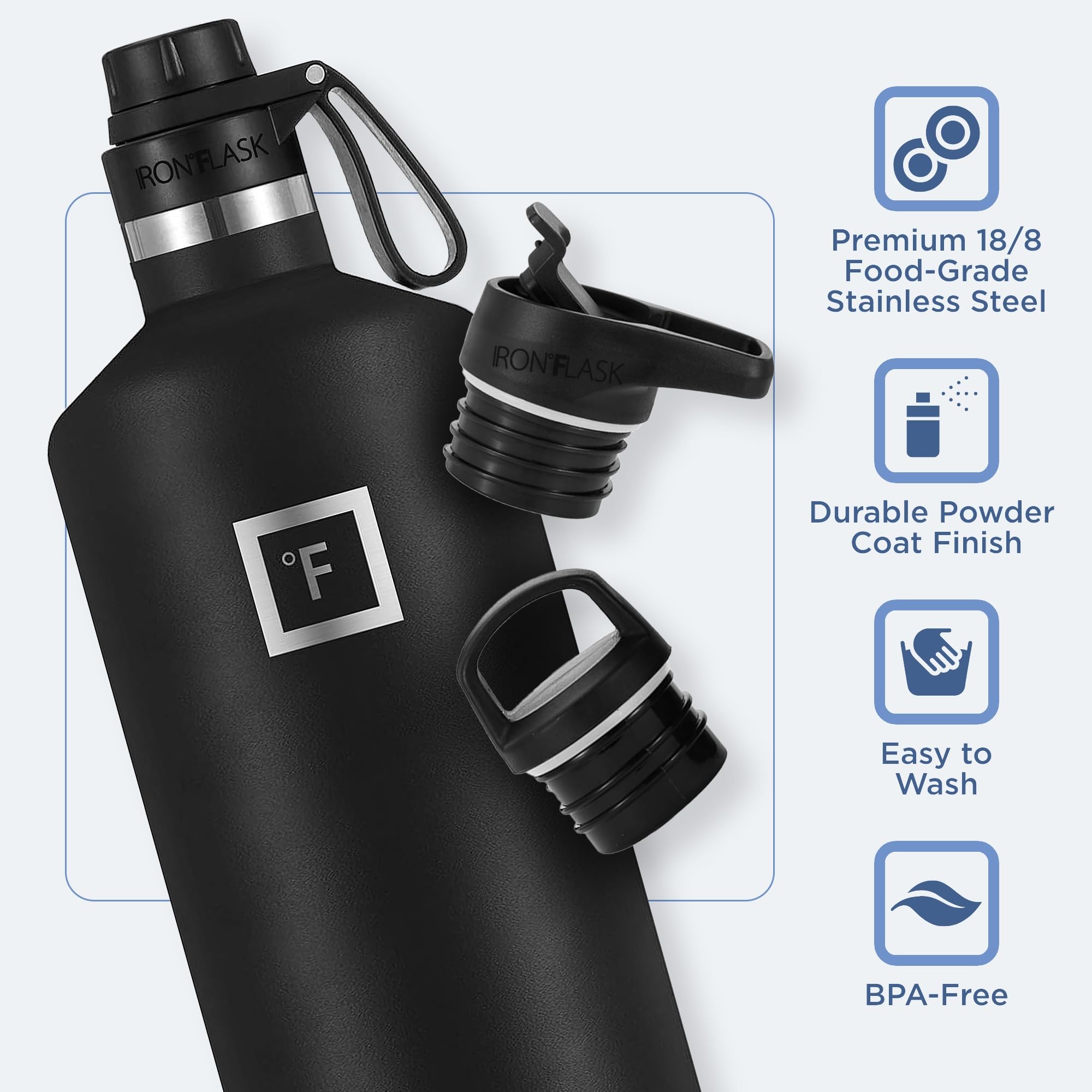 Foto 6 pulgar | Botella De Agua Iron °flask Para Acampar Y Senderismo, 1,9 L Con 3 Tapas, 1900 Ml - Venta Internacional.