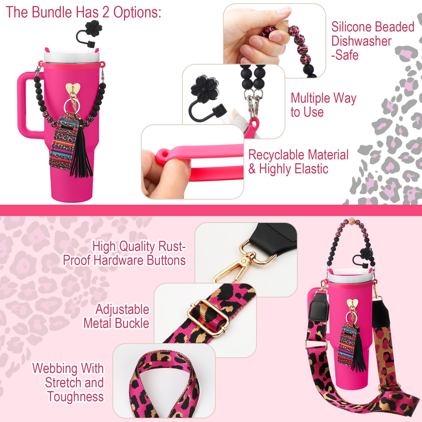 Foto 4 pulgar | Set De Accesorios Para Vasos Skylety Leopard Silicone Para Vasos De 240-1180 Ml - Venta Internacional.