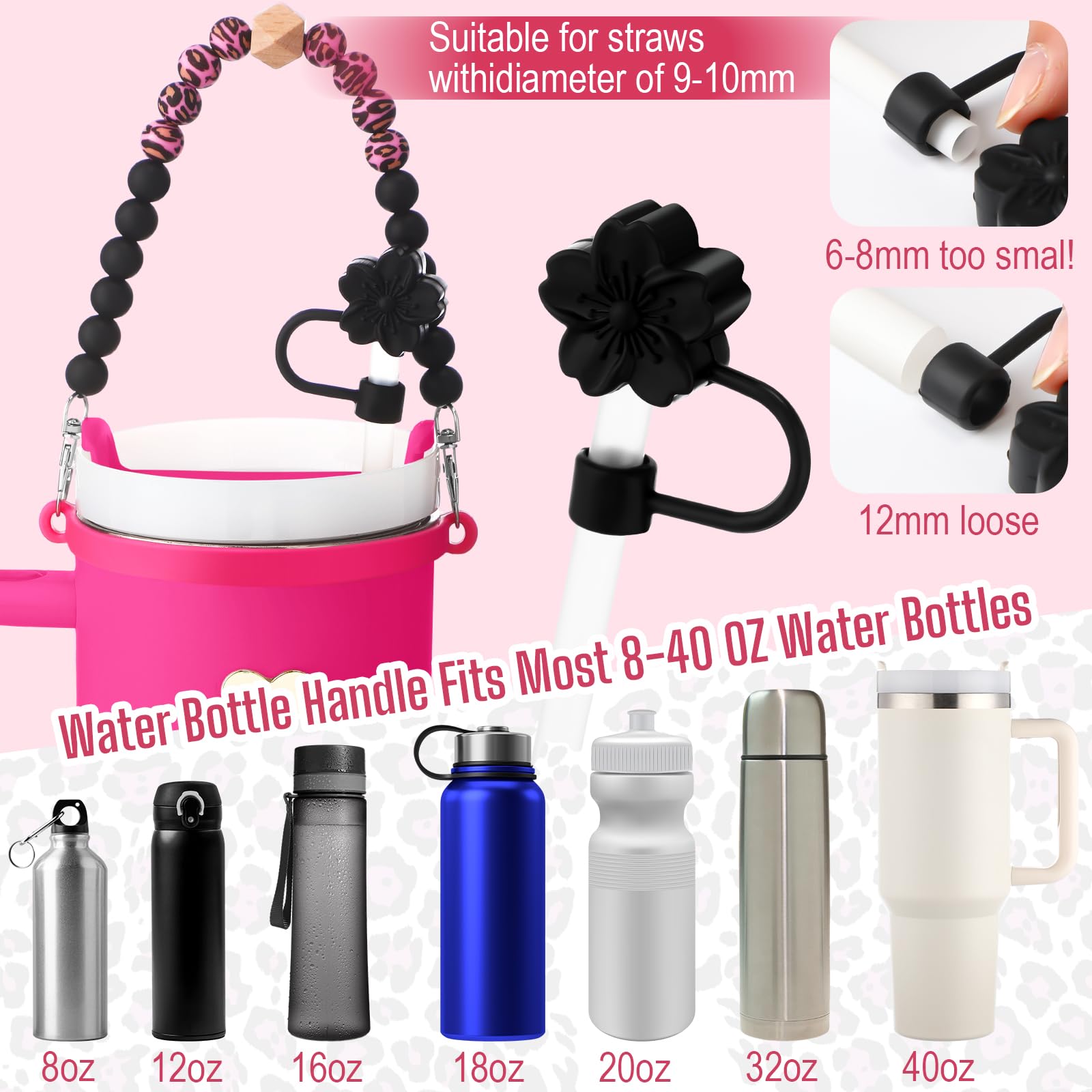 Foto 5 pulgar | Set De Accesorios Para Vasos Skylety Leopard Silicone Para Vasos De 240-1180 Ml - Venta Internacional.