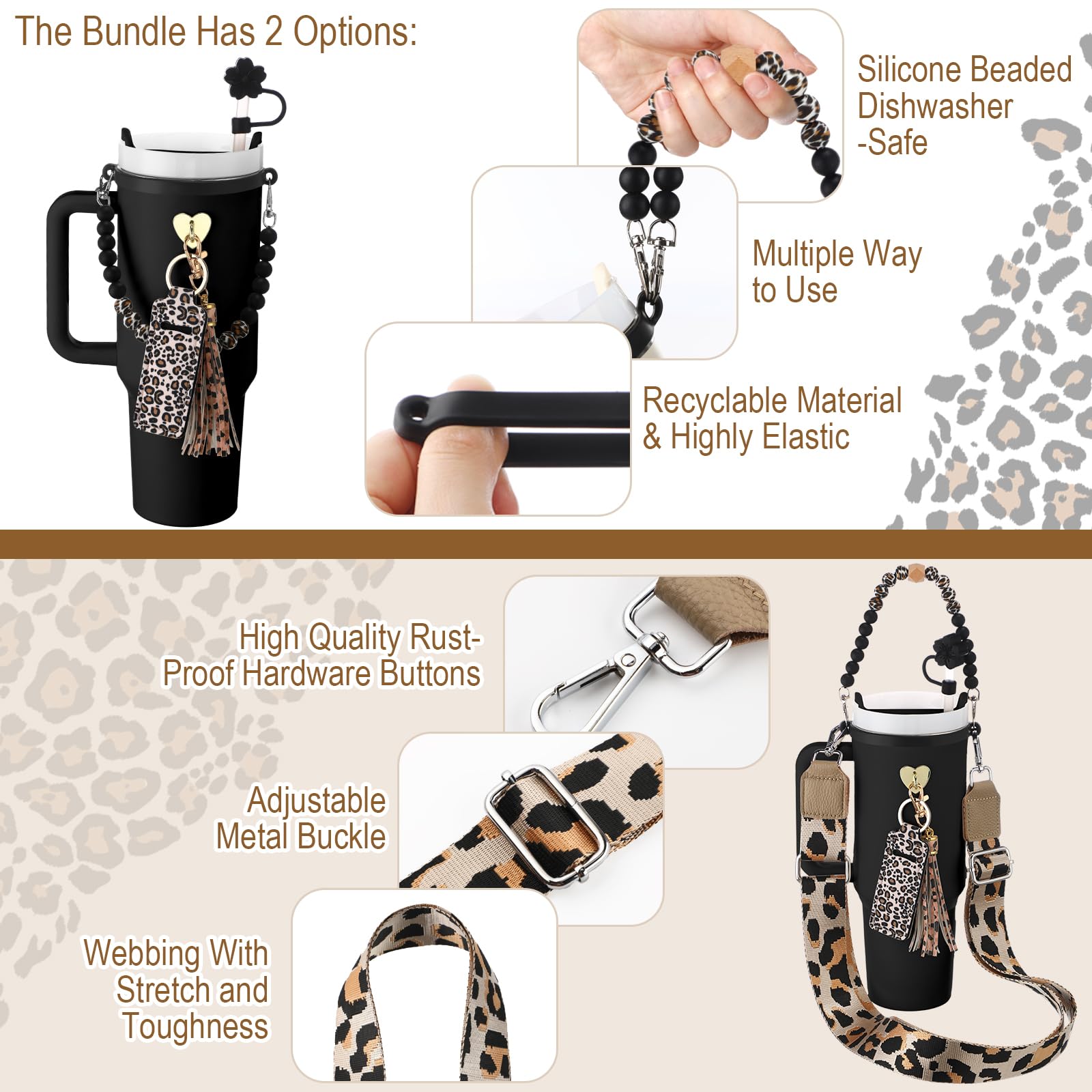 Foto 4 pulgar | Set De Accesorios Para Vasos Skylety Leopard Silicone Para Vasos De 240-1180 Ml - Venta Internacional.