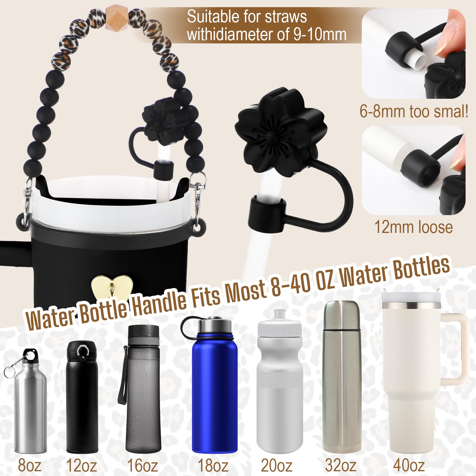 Foto 5 pulgar | Set De Accesorios Para Vasos Skylety Leopard Silicone Para Vasos De 240-1180 Ml - Venta Internacional.