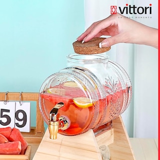 Foto 4 | Dispensador De Agua De Vidrio Con Corcho Vittori 5 Litros 6 Piezas