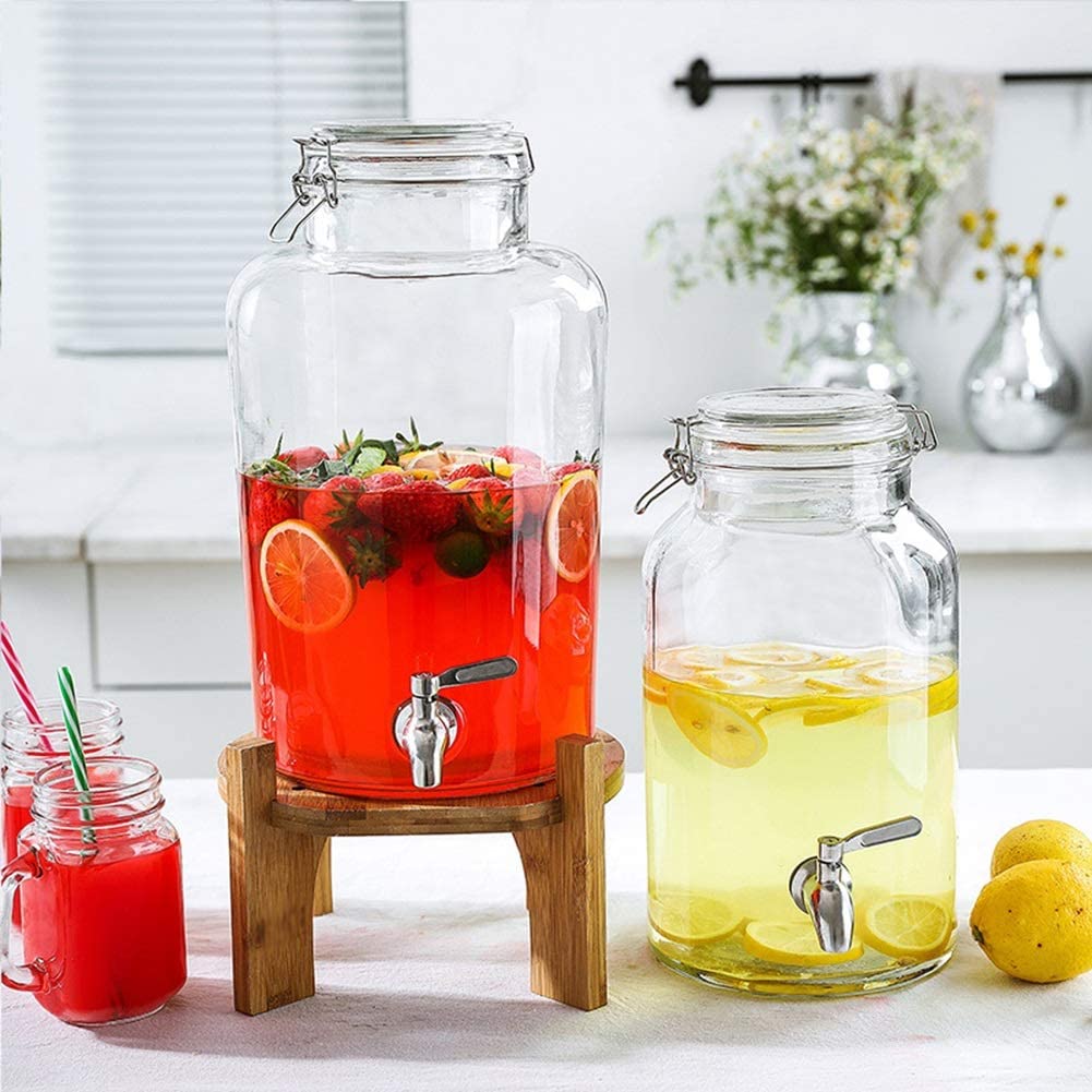 Foto 5 pulgar | Dispensador De Agua De Vidrio Con Tapa De Clip Vittori 8 Litros 4 Piezas
