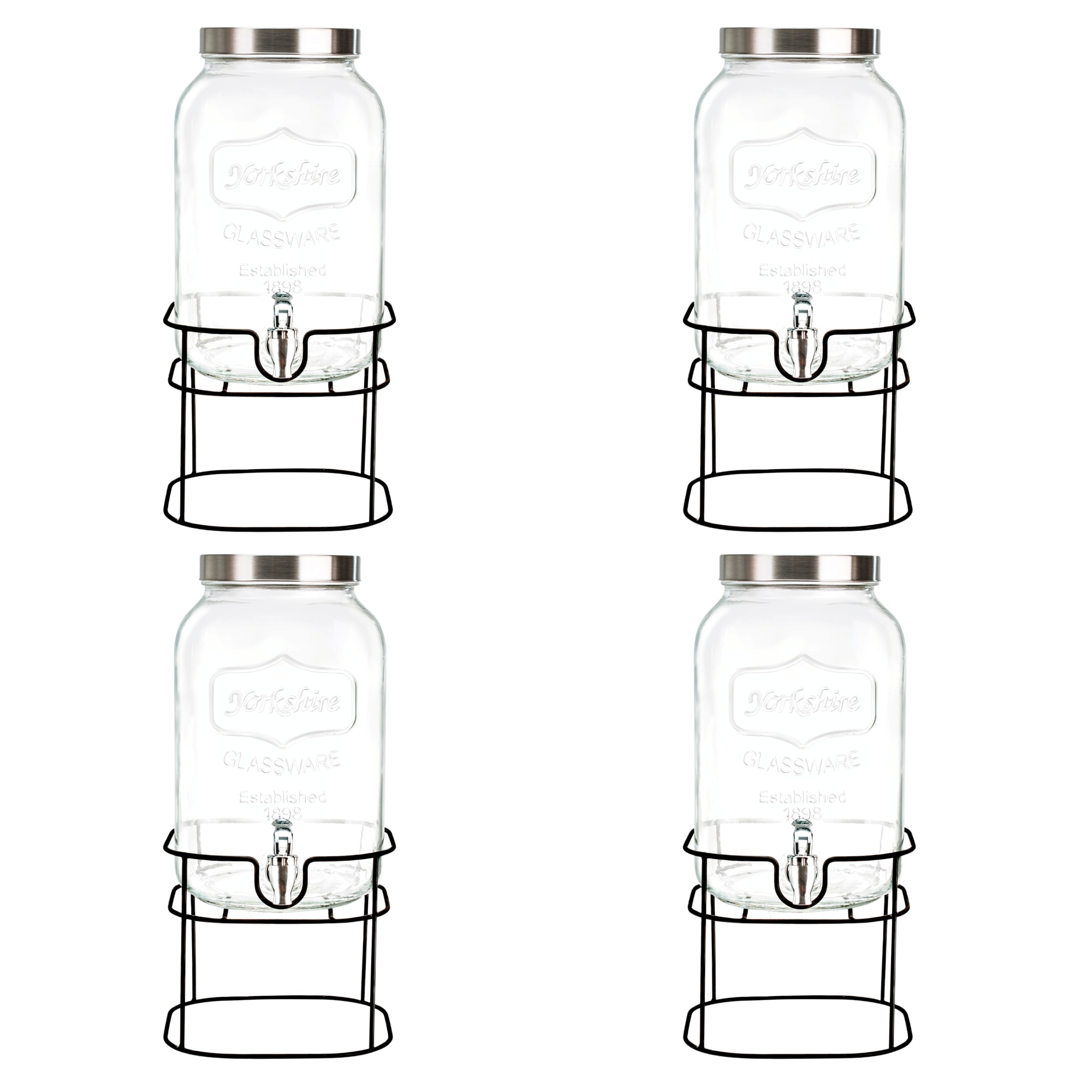 Dispensador De Agua De Vidrio Vittori 5.1litros  4 Piezas Con Base