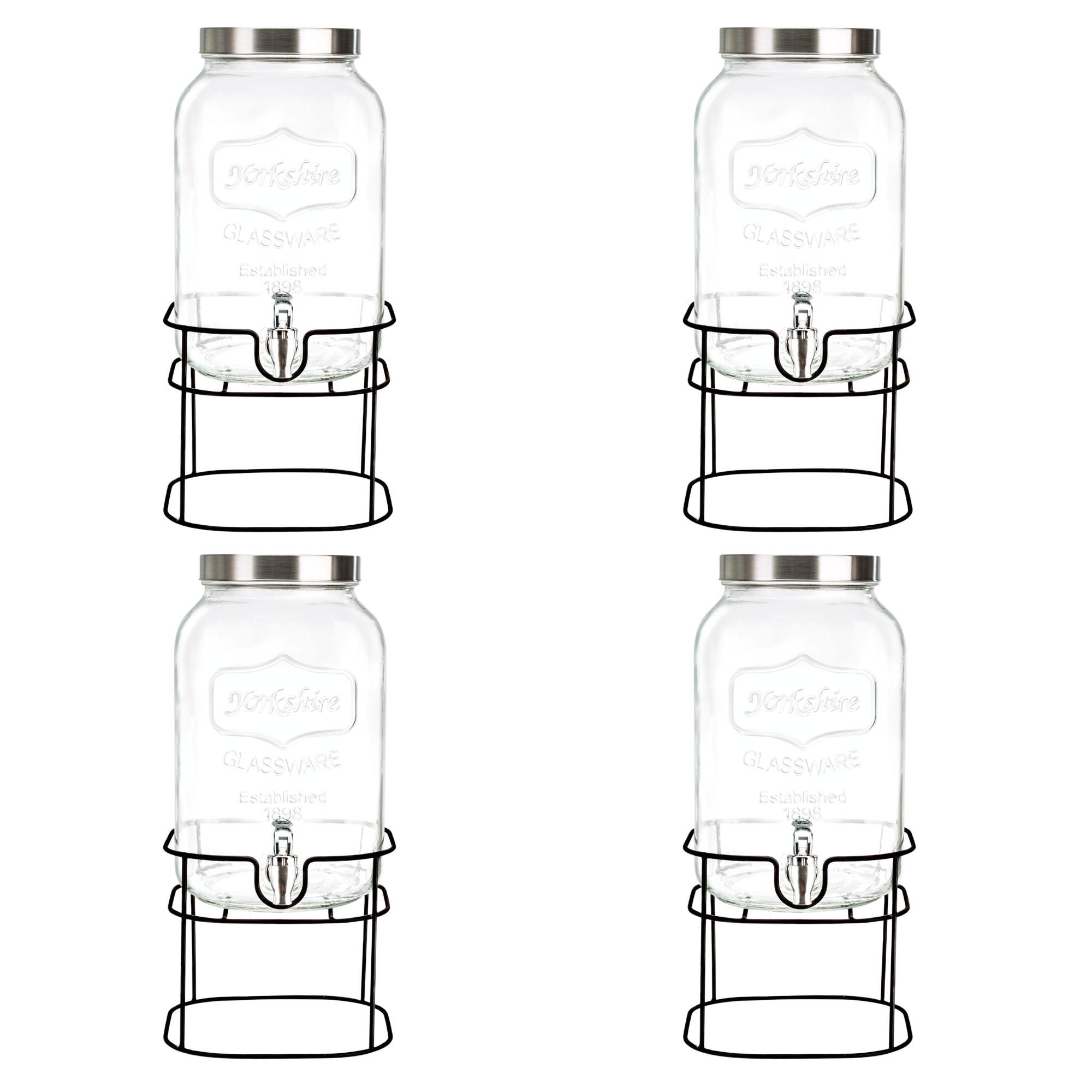 Dispensador De Agua De Vidrio Vittori 5.1litros  4 Piezas Con Base