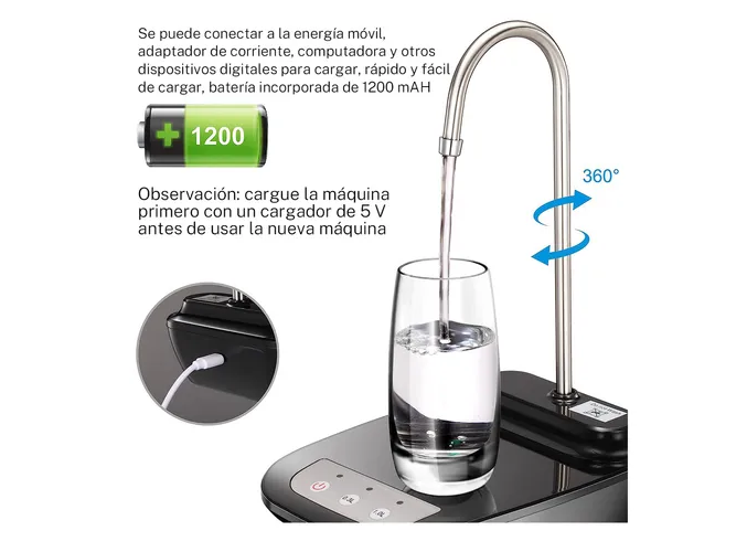 Foto 3 pulgar | Dispensador Xtellar de Agua Eléctrico Recargable Usb