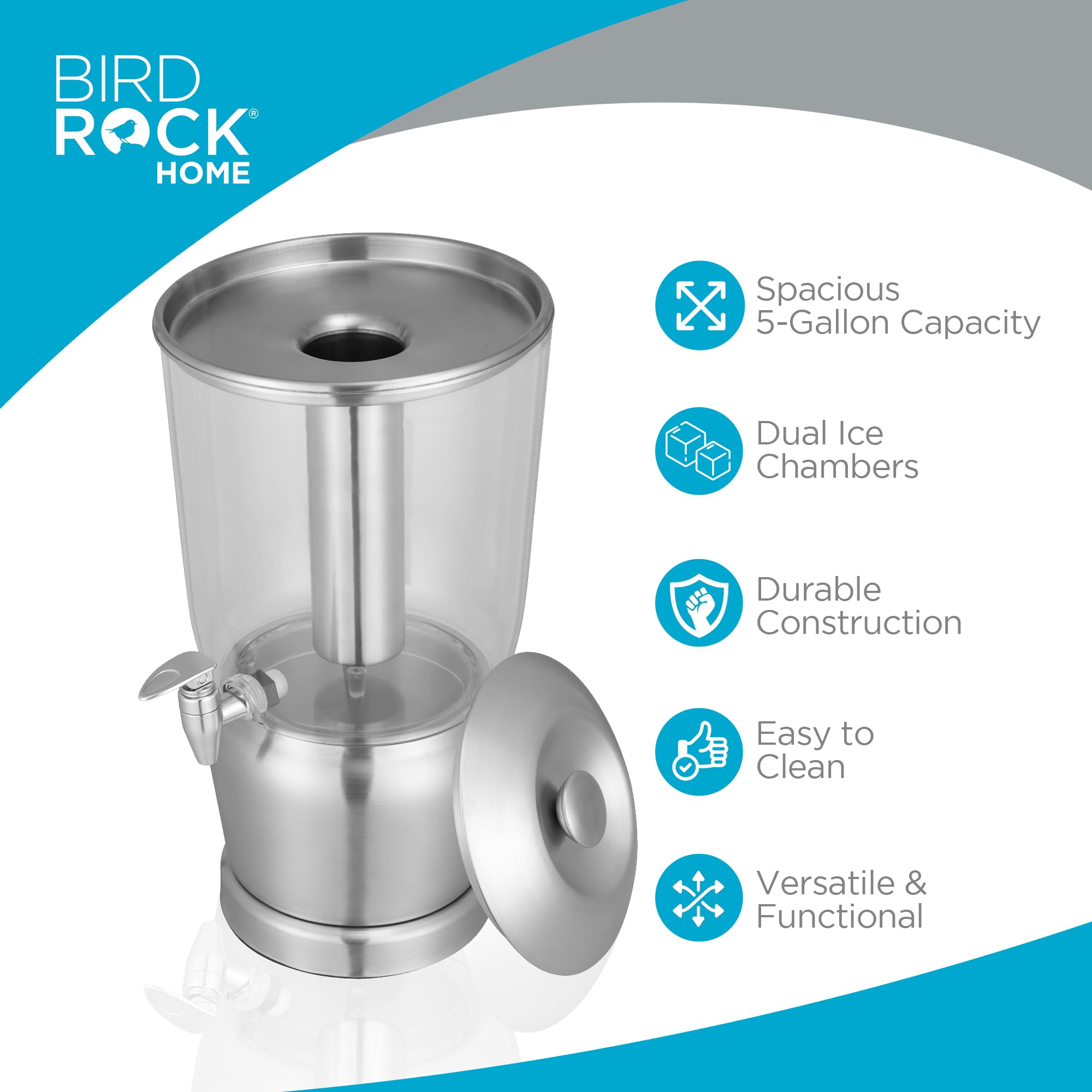 Foto 3 pulgar | Dispensador De Bebidas Birdrock Home De Acero Inoxidable De 19 Litros Con Hielo - Venta Internacional.