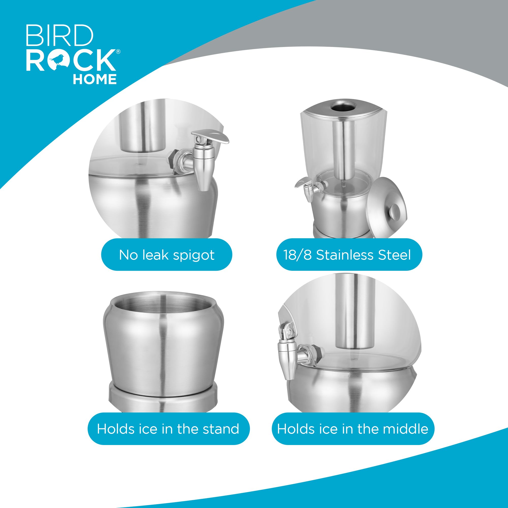 Foto 6 pulgar | Dispensador De Bebidas Birdrock Home De Acero Inoxidable De 19 Litros Con Hielo - Venta Internacional.
