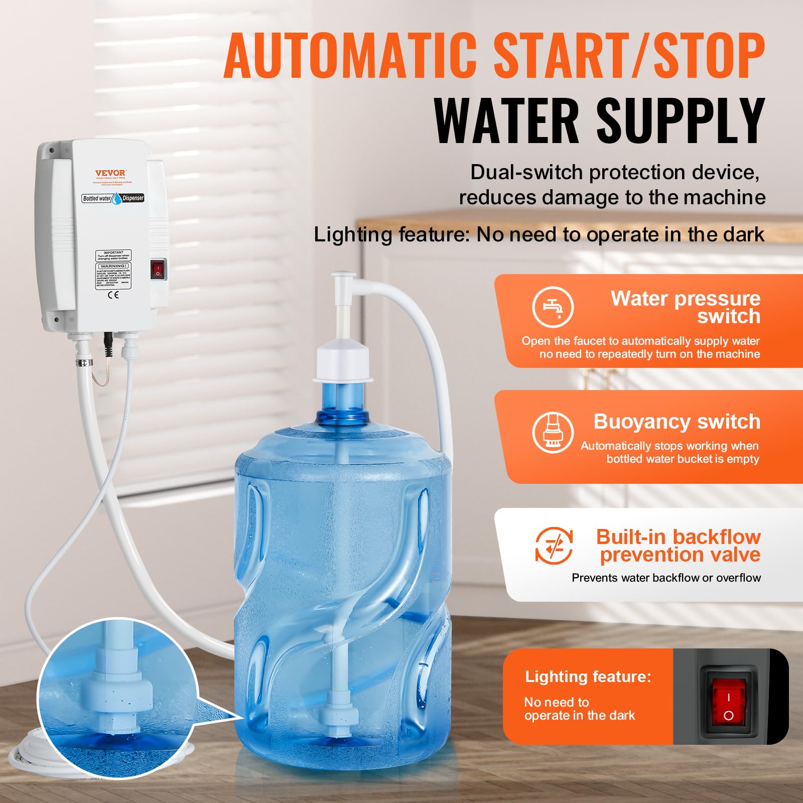 Foto 5 pulgar | Sistema De Bomba Dispensador De Agua Embotellada Vevor De 5 Galones - Venta Internacional.