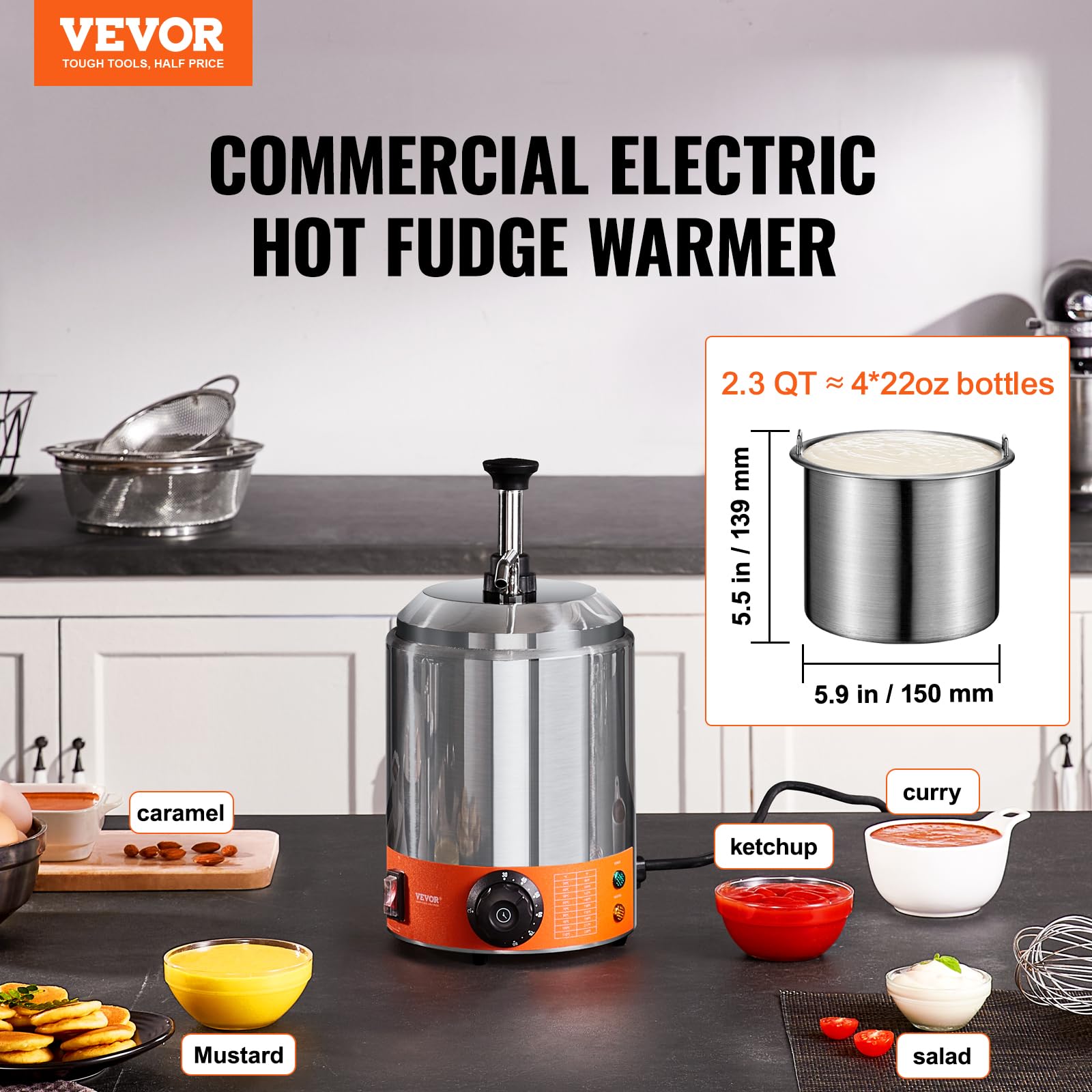 Foto 3 pulgar | Dispensador Eléctrico Vevor, Calentador De Chocolate Caliente Comercial De 2.3 Litros - Venta Internacional.