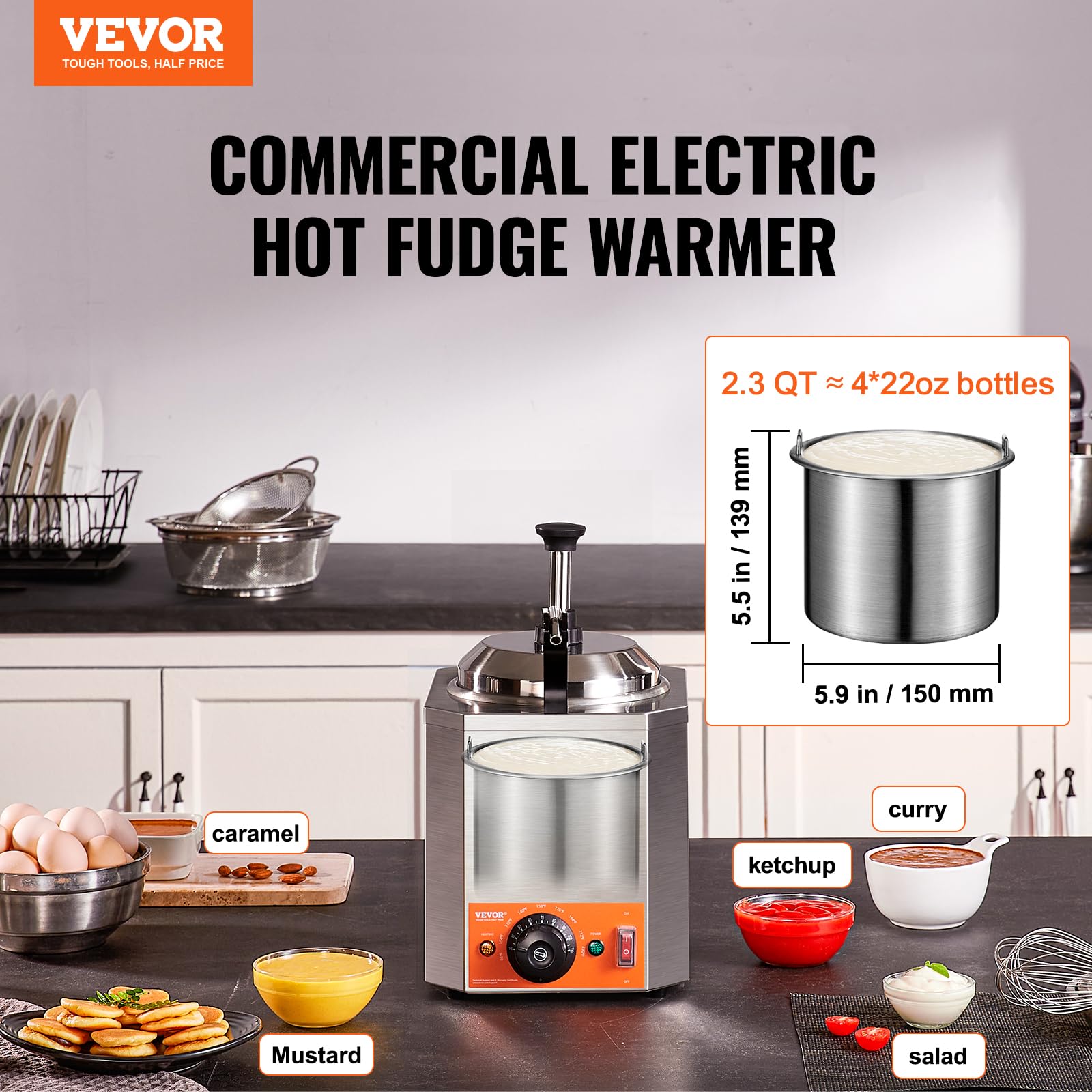 Foto 3 pulgar | Dispensador Eléctrico Vevor, Calentador De Chocolate Caliente Comercial De 2.3 Litros - Venta Internacional.