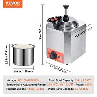 Foto 7 | Dispensador Eléctrico Vevor, Calentador De Chocolate Caliente Comercial De 2.3 Litros - Venta Internacional.
