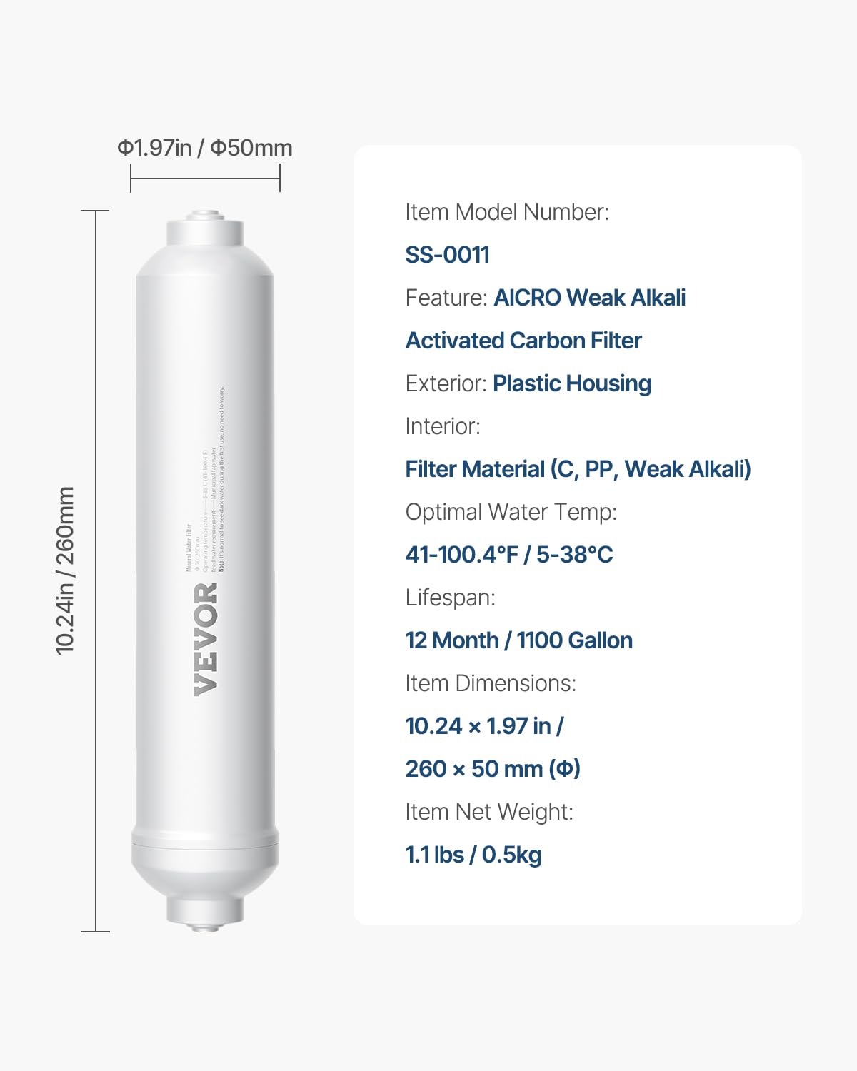 Foto 8 pulgar | Filtro De Agua Vevor Alcaline Universal Remineralization 1100l - Venta Internacional.