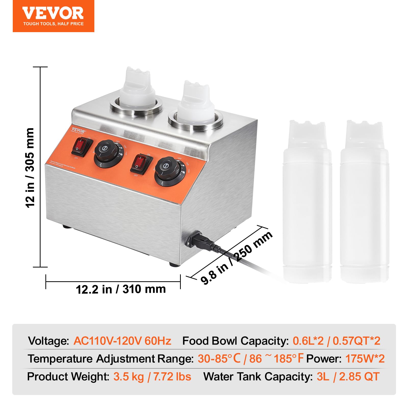 Foto 8 pulgar | Dispensador Comercial Eléctrico Para Botellas Vevor De 0.6 L X 2 - Venta Internacional.