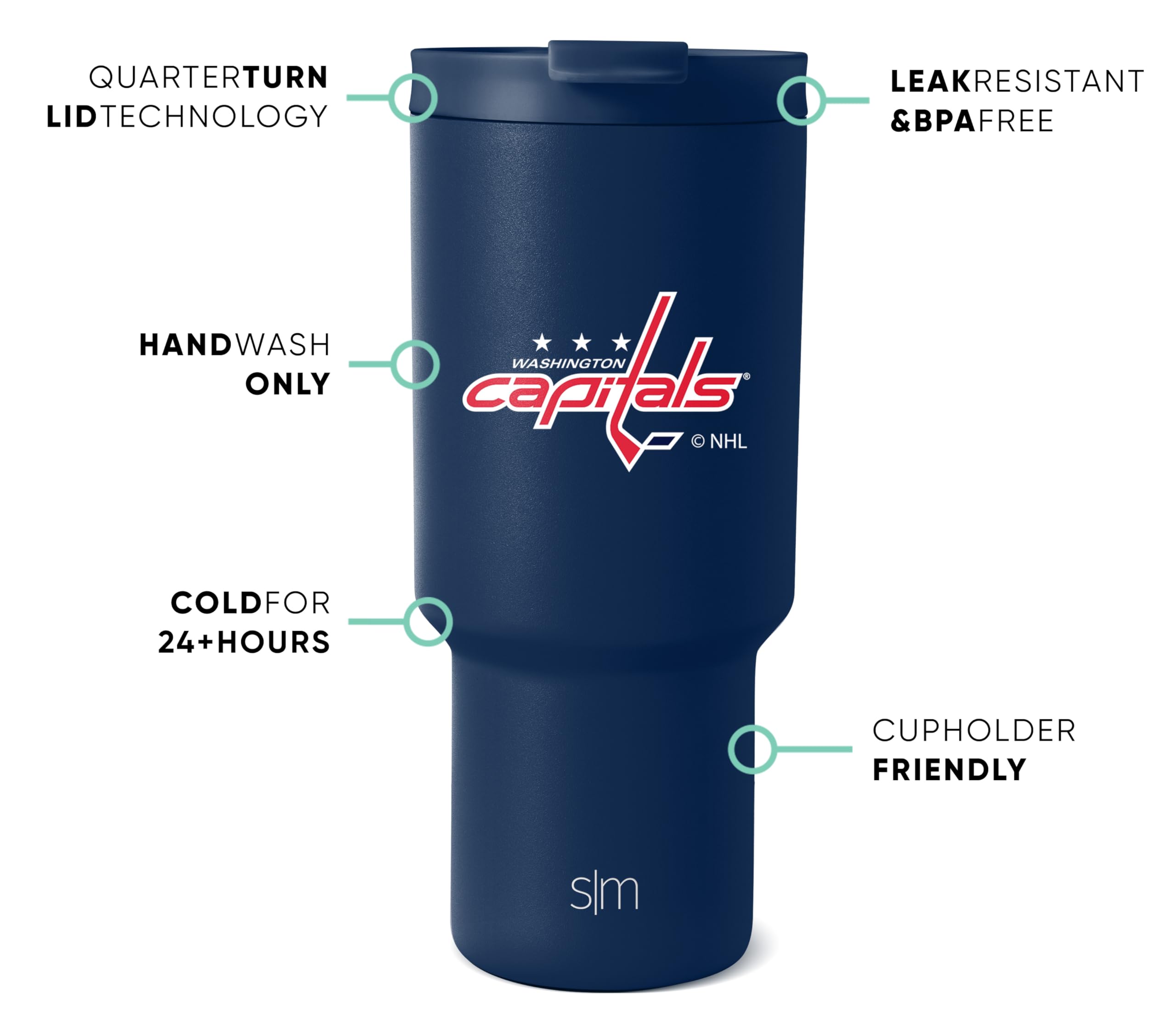 Foto 3 pulgar | Vaso Sencillo Y Moderno De La Nhl Washington Capitals, 900 Ml - Venta Internacional.