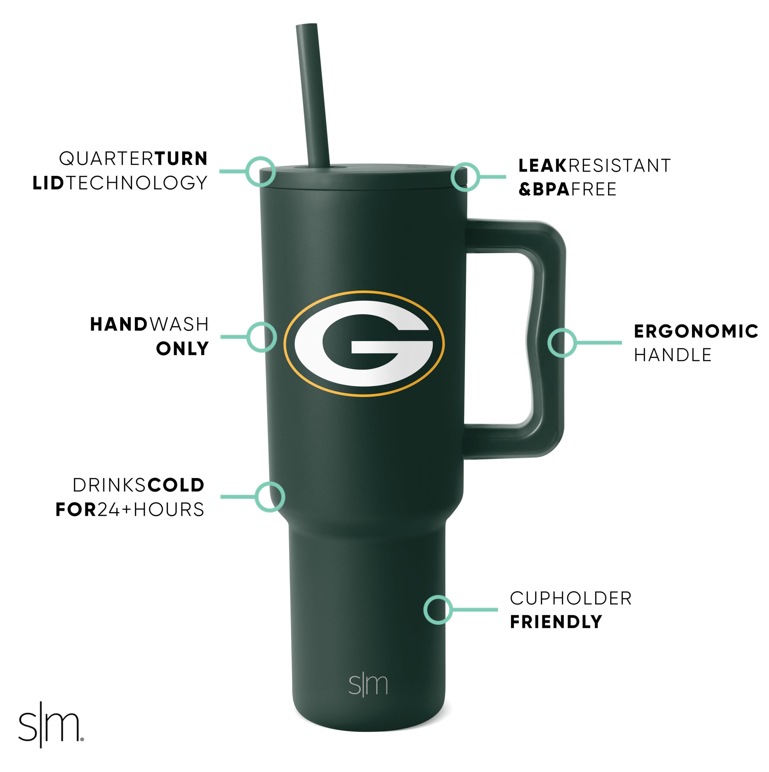 Foto 3 pulgar | Vaso Simple Y Moderno De La Nfl Green Bay Packers De 1.2 L Con Asa - Venta Internacional.