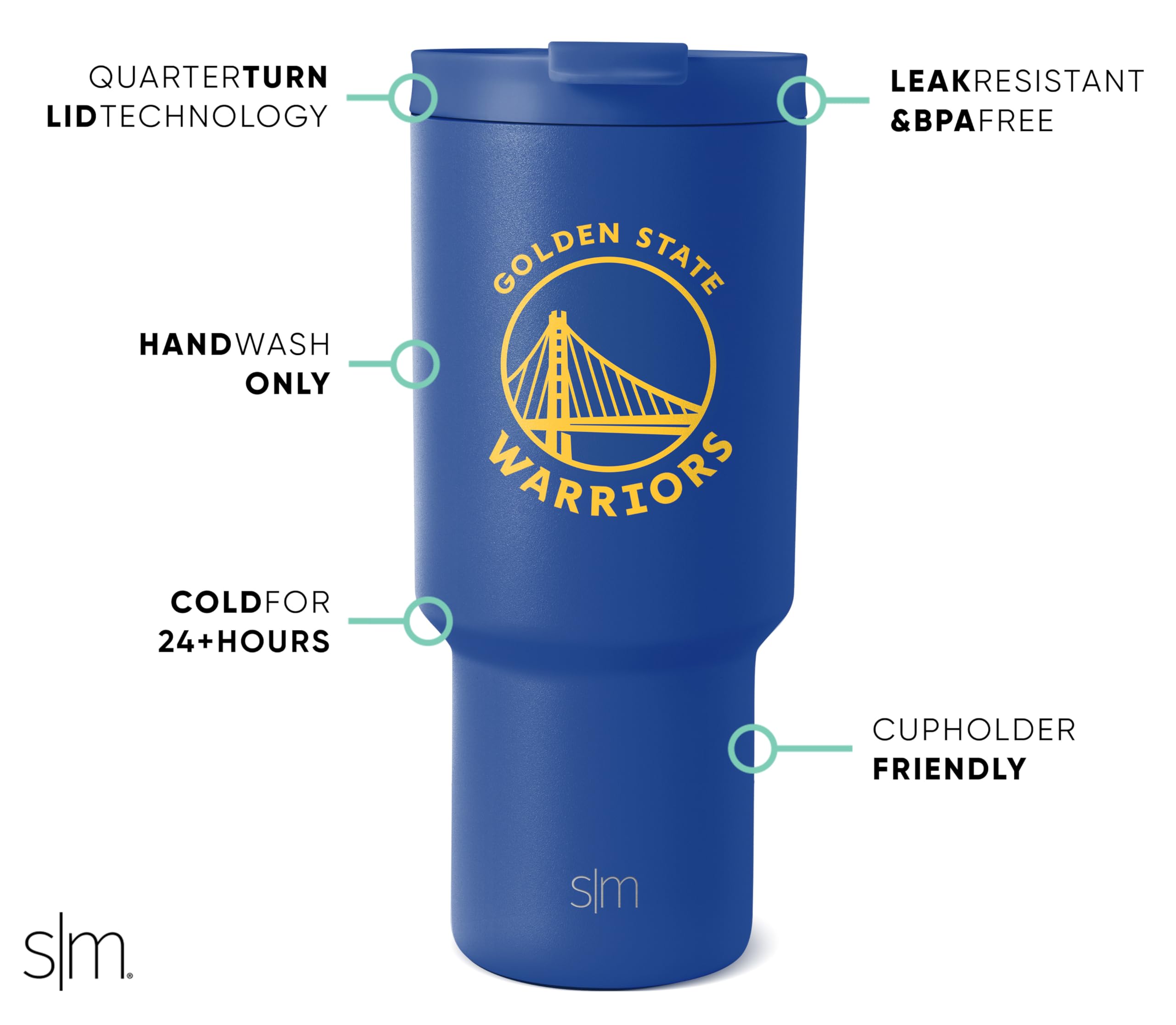 Foto 3 pulgar | Vaso Simple Modern Con Licencia Oficial De La Nba Warriors De 900 Ml - Venta Internacional.