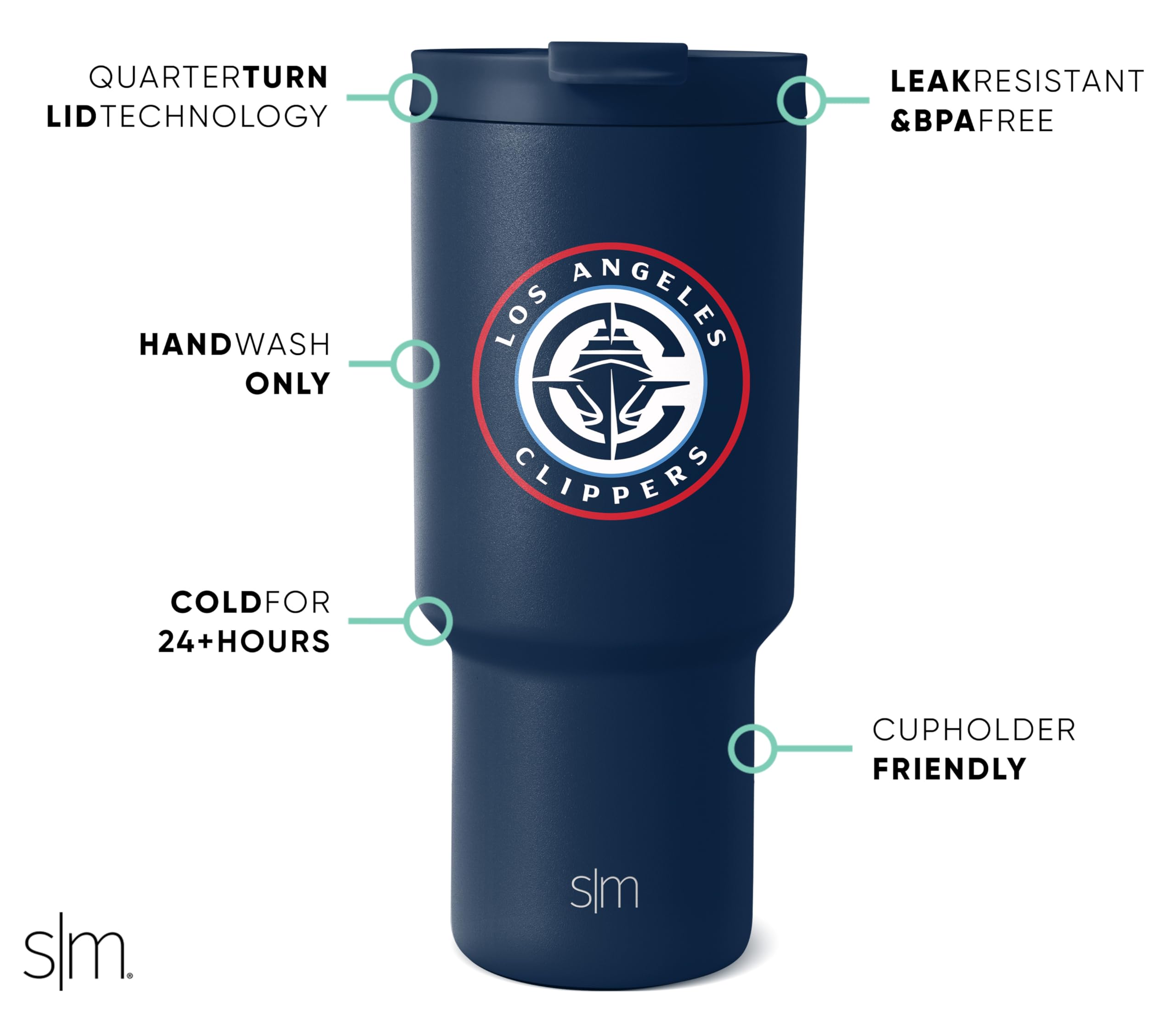 Foto 3 pulgar | Vaso Simple Modern Con Licencia Oficial De La Nba Clippers, 900 Ml - Venta Internacional.