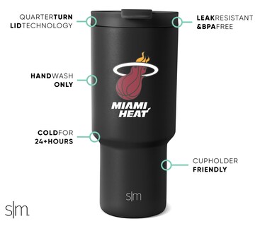 Foto 2 | Vaso Simple Modern Con Licencia Oficial De La Nba Miami Heat De 900 Ml - Venta Internacional.