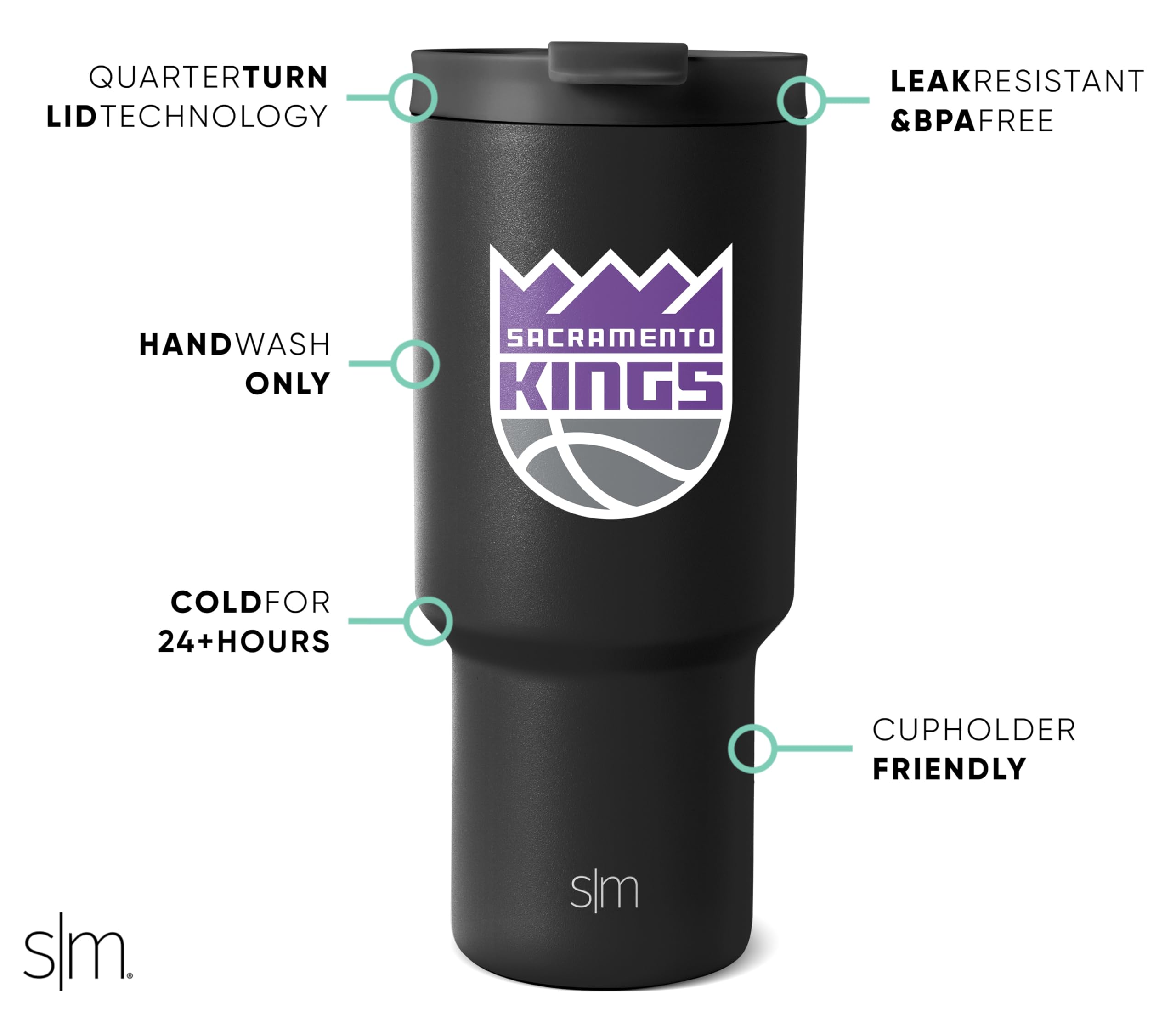 Foto 3 pulgar | Vaso Simple Modern Con Licencia Oficial De Los Nba Kings De 900 Ml - Venta Internacional.