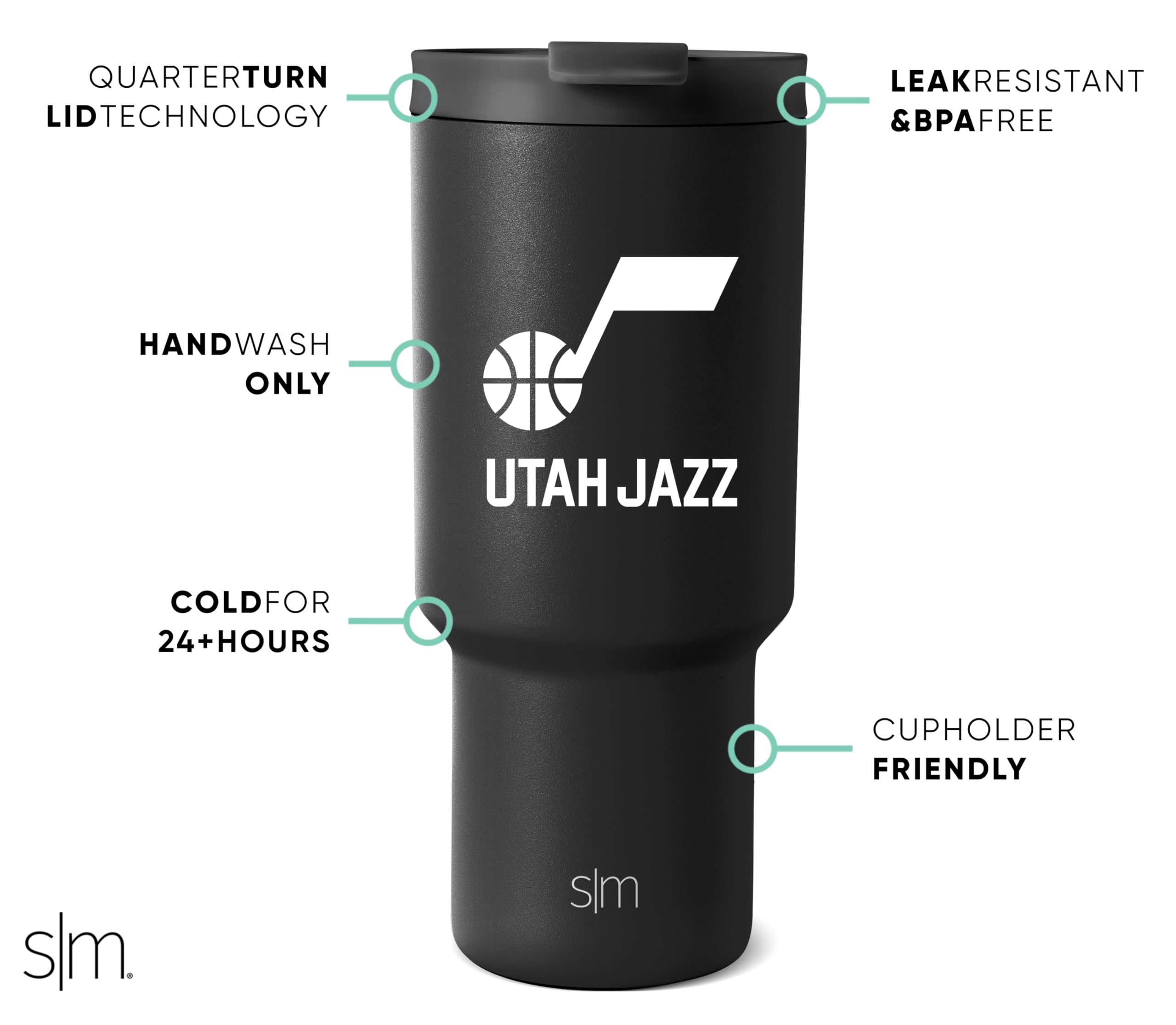 Foto 3 pulgar | Vaso Simple Modern Con Licencia Oficial De La Nba Utah Jazz De 900 Ml - Venta Internacional.