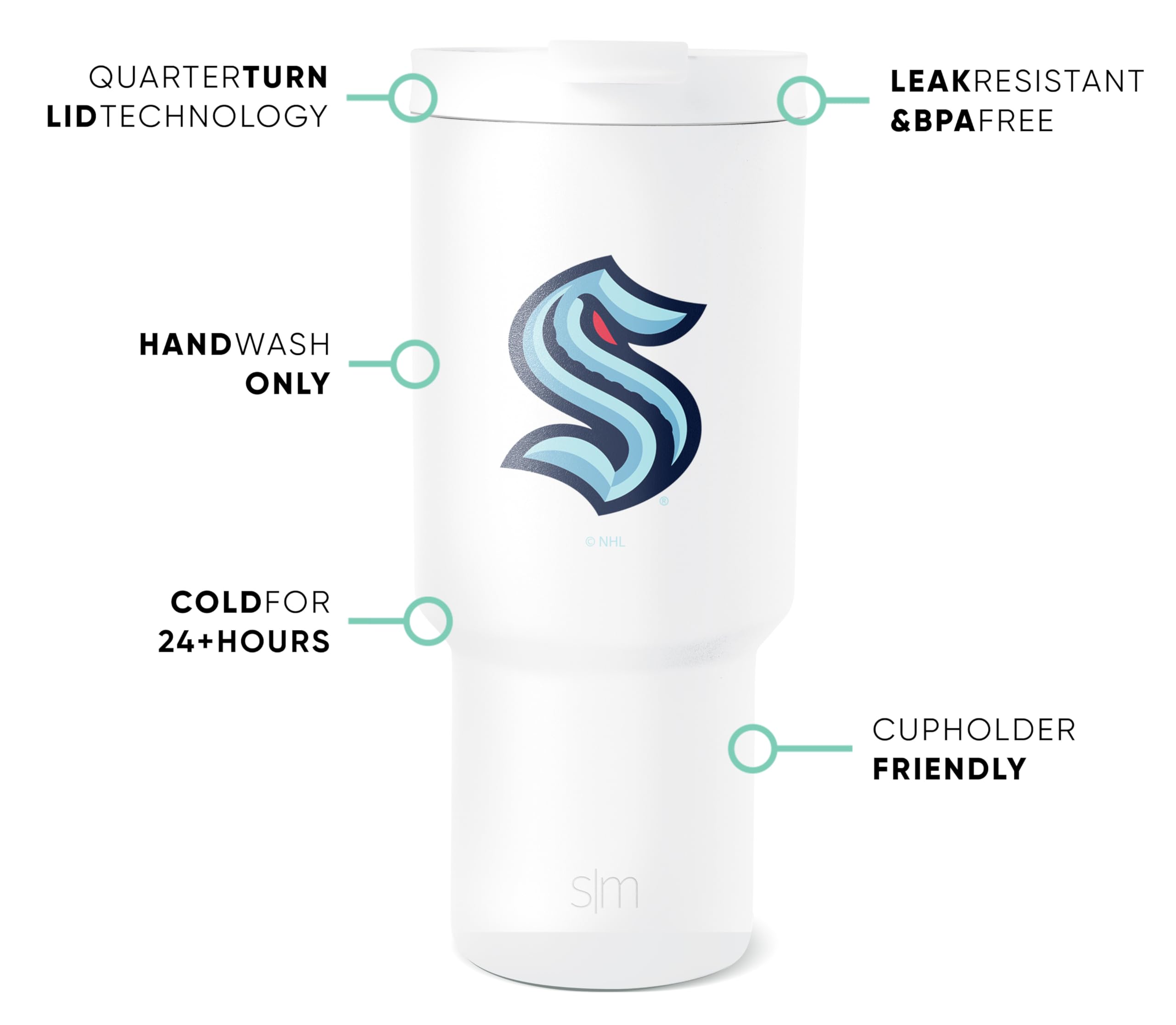 Foto 3 pulgar | Vaso Simple Modern Nhl Seattle Kraken De Acero Inoxidable De 900 Ml - Venta Internacional.