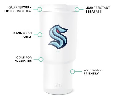 Foto 2 | Vaso Simple Modern Nhl Seattle Kraken De Acero Inoxidable De 900 Ml - Venta Internacional.