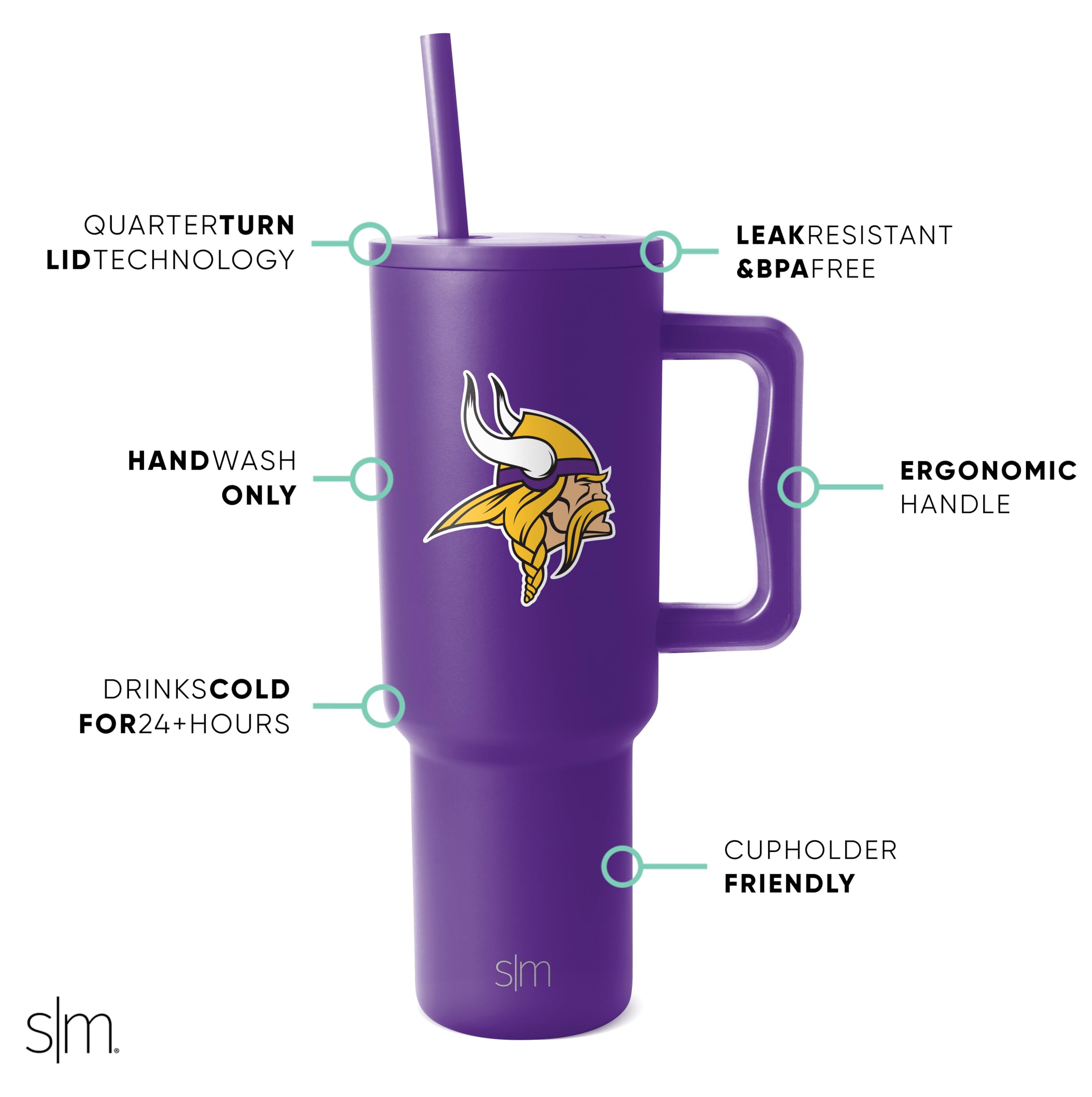 Foto 3 pulgar | Vaso Simple Y Moderno De La Nfl Minnesota Vikings De 1.2 L Con Asa - Venta Internacional.