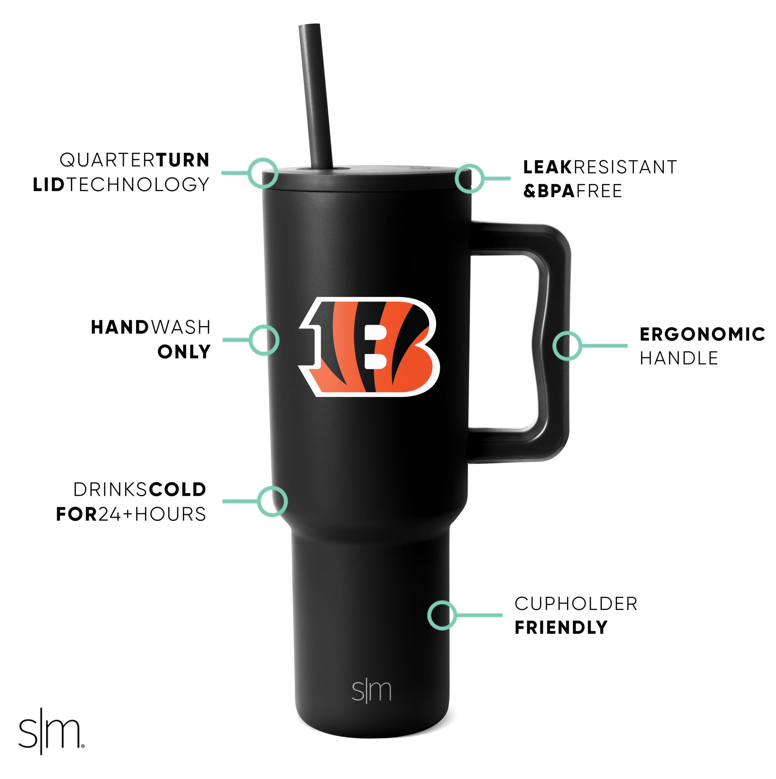 Foto 3 pulgar | Vaso Simple Y Moderno De La Nfl Cincinnati Bengals De 1,2 L Con Asa - Venta Internacional.