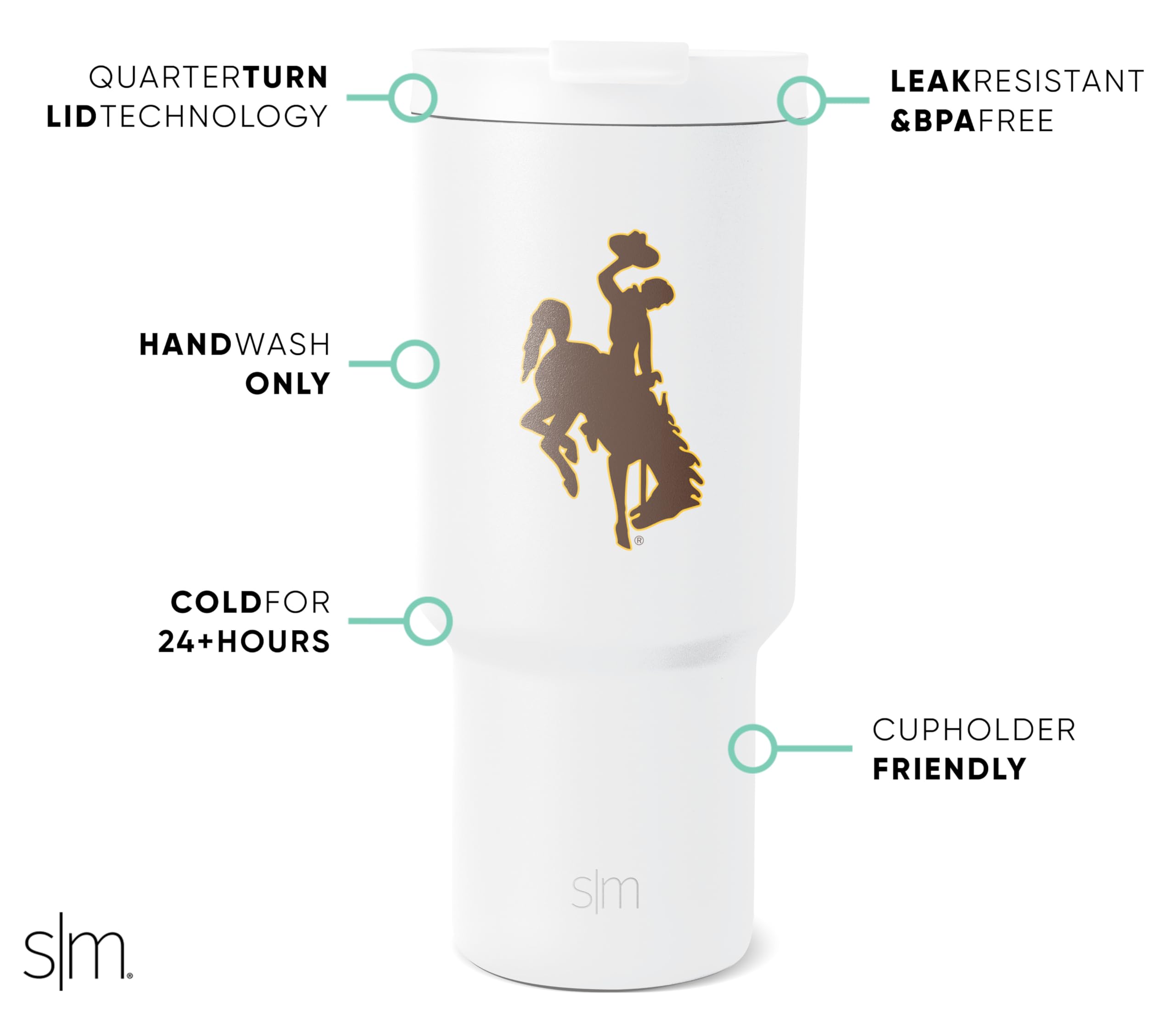 Foto 2 | Vaso Sencillo Y Moderno De Acero Inoxidable Wyoming Cowboys, 900 Ml - Venta Internacional.