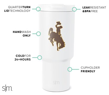 Foto 2 | Vaso Sencillo Y Moderno De Acero Inoxidable Wyoming Cowboys, 900 Ml - Venta Internacional.