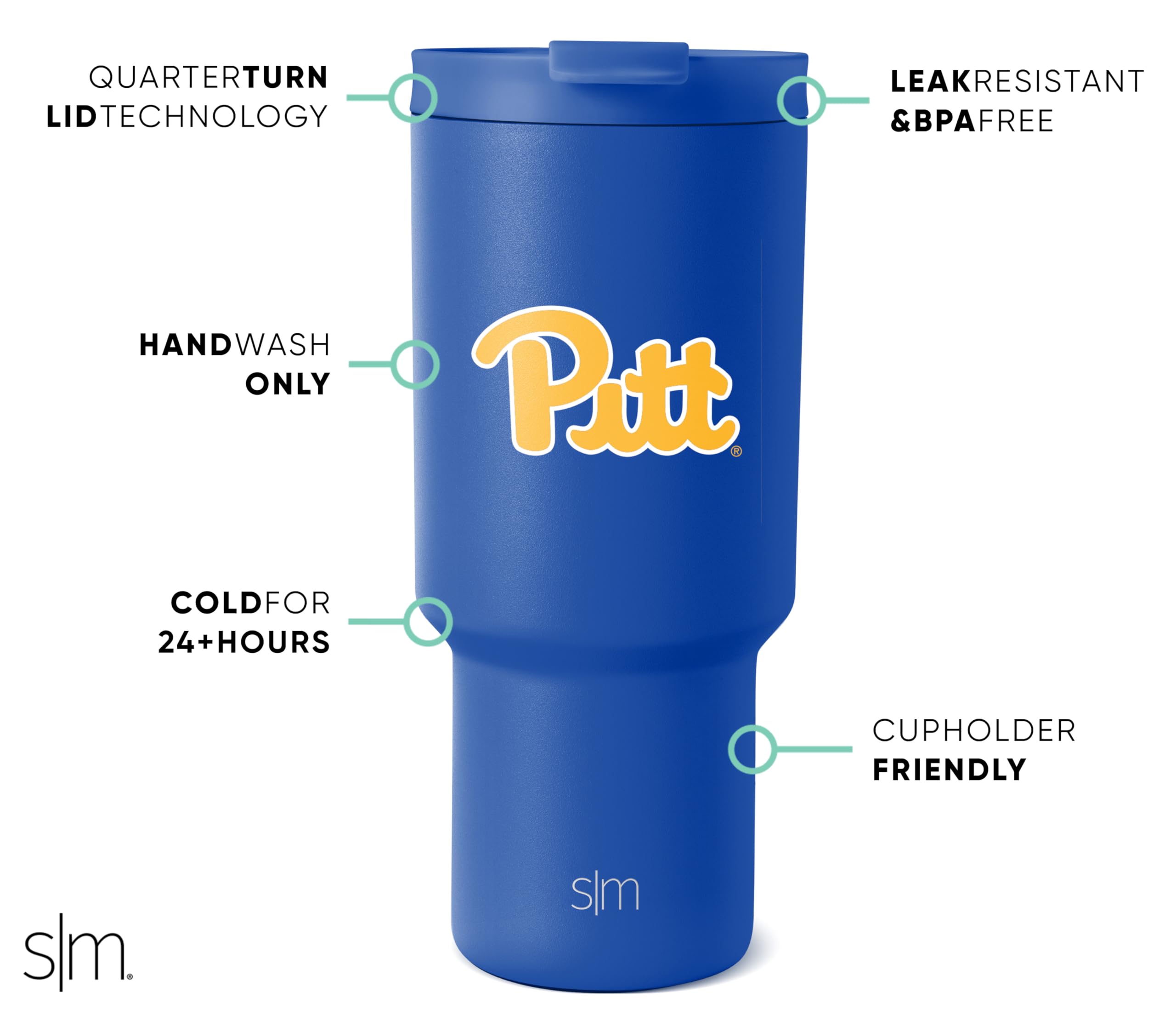 Foto 3 pulgar | Vaso Simple Modern Pittsburgh Panthers De Acero Inoxidable De 900 Ml - Venta Internacional.