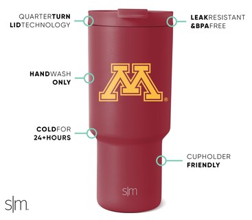 Foto 2 | Vaso Sencillo Y Moderno, Minnesota Golden Gophers, 900 Ml - Venta Internacional.