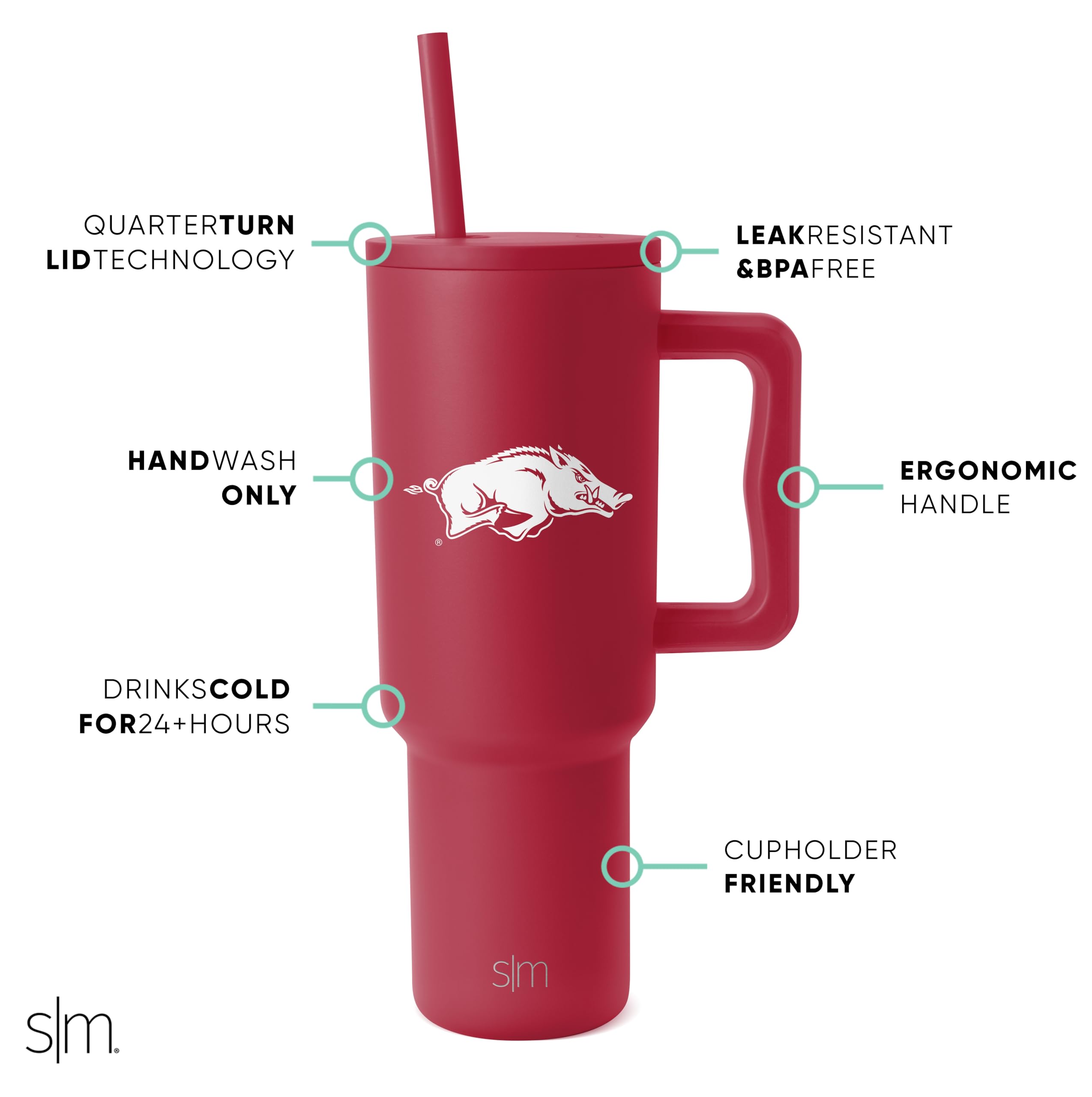 Foto 3 pulgar | Vaso Simple Modern Arkansas Razorbacks De 1.2 L Con Asa - Venta Internacional.