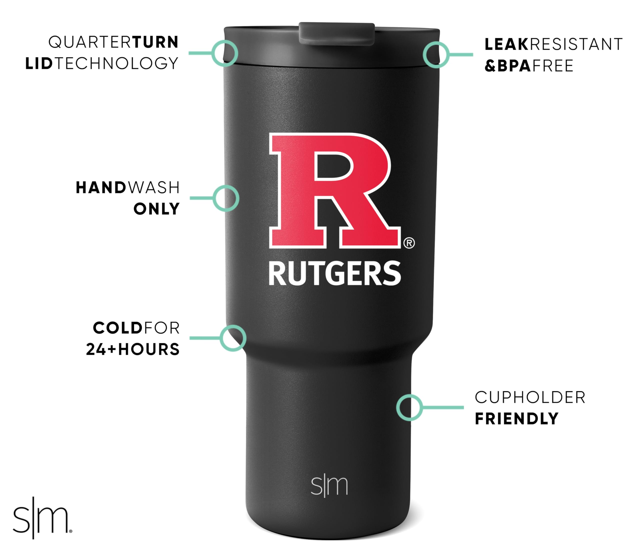 Foto 3 pulgar | Vaso Simple Modern Rutgers Scarlet Knights De 900 Ml - Venta Internacional.