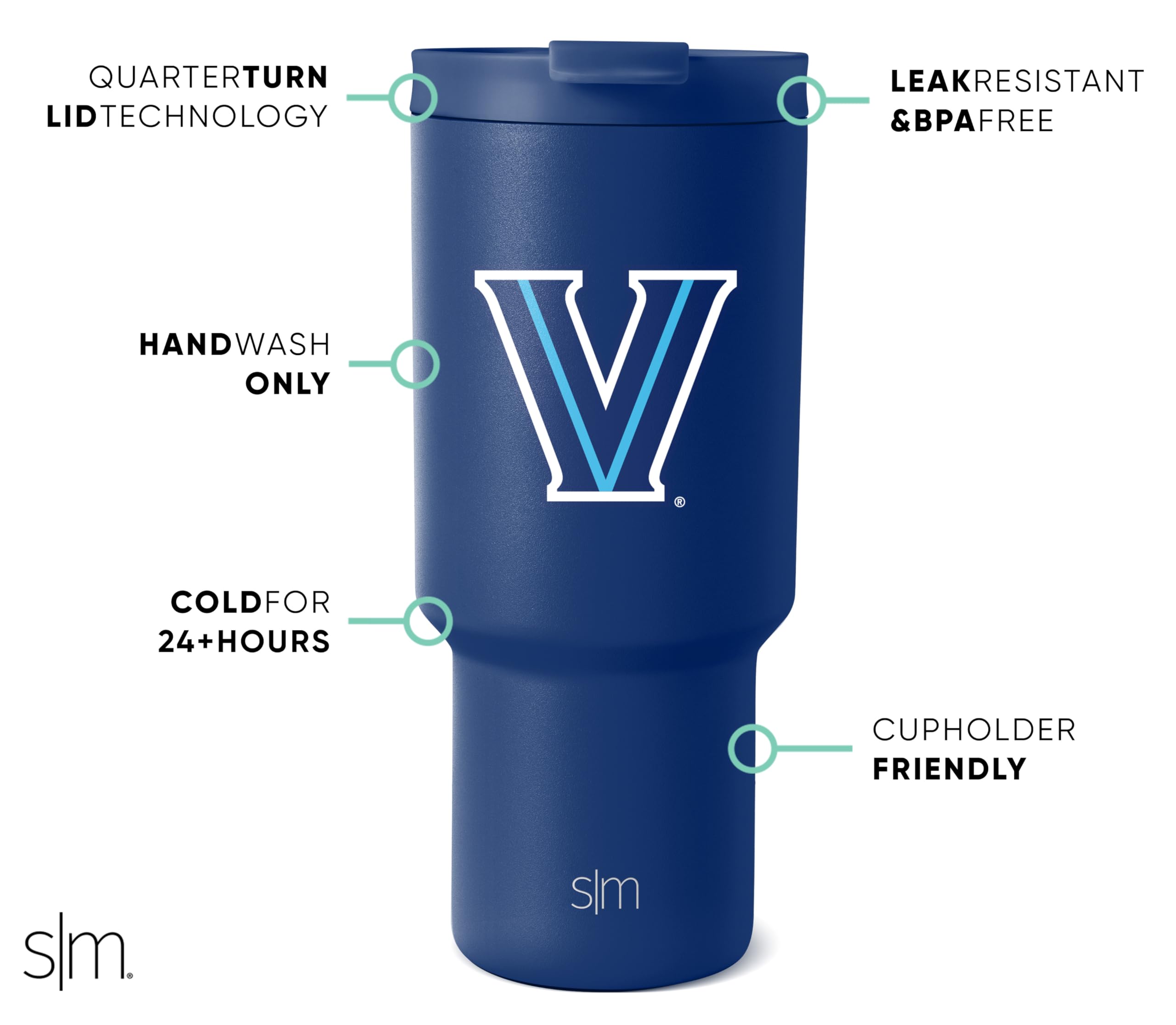Foto 3 pulgar | Vaso Simple Modern Villanova Wildcats De Acero Inoxidable De 900 Ml - Venta Internacional.