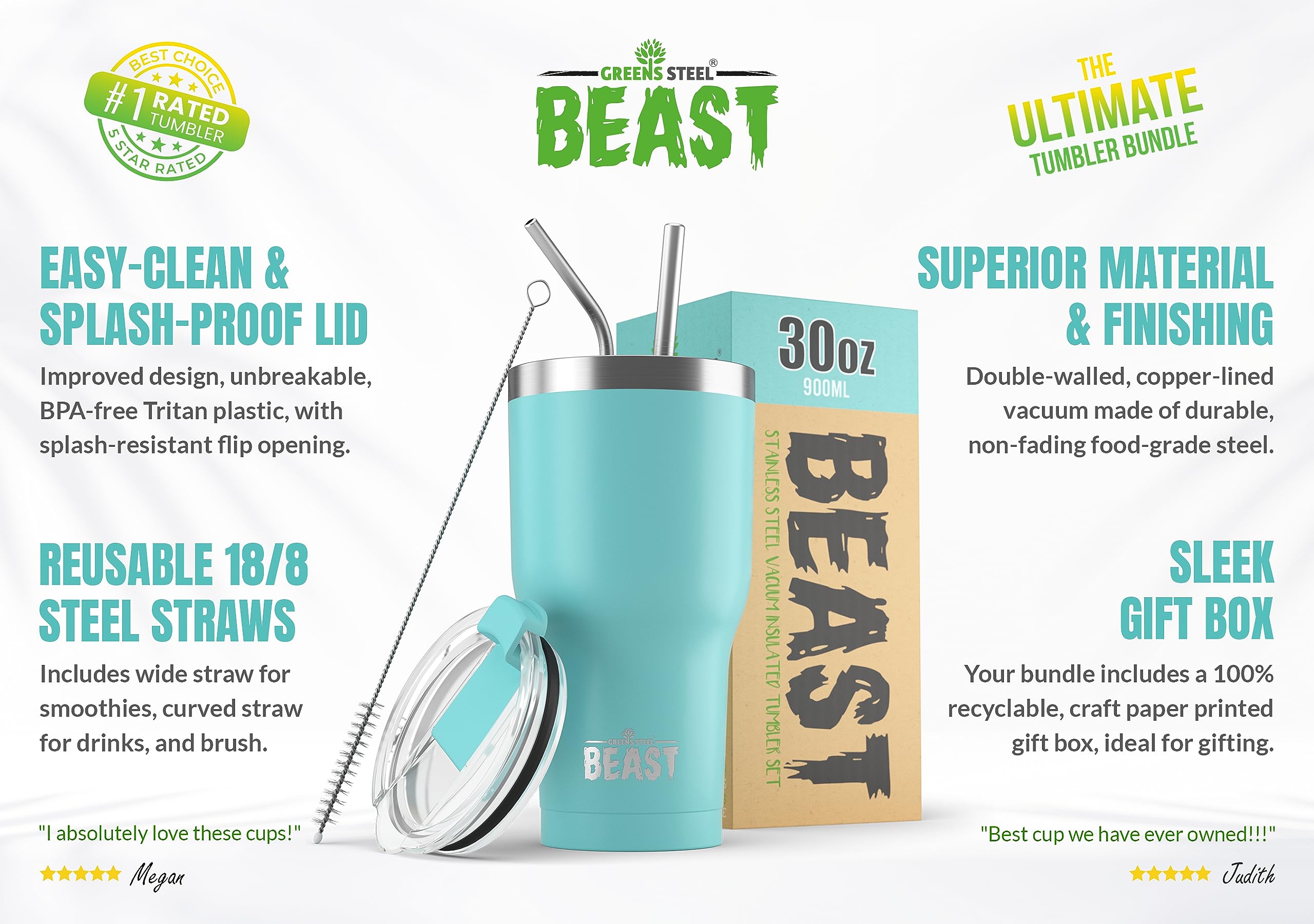 Foto 3 pulgar | Tumbler Greens Steel Beast  Acero Inoxidable  900 Ml  Aislante Al Vacío - Venta Internacional.
